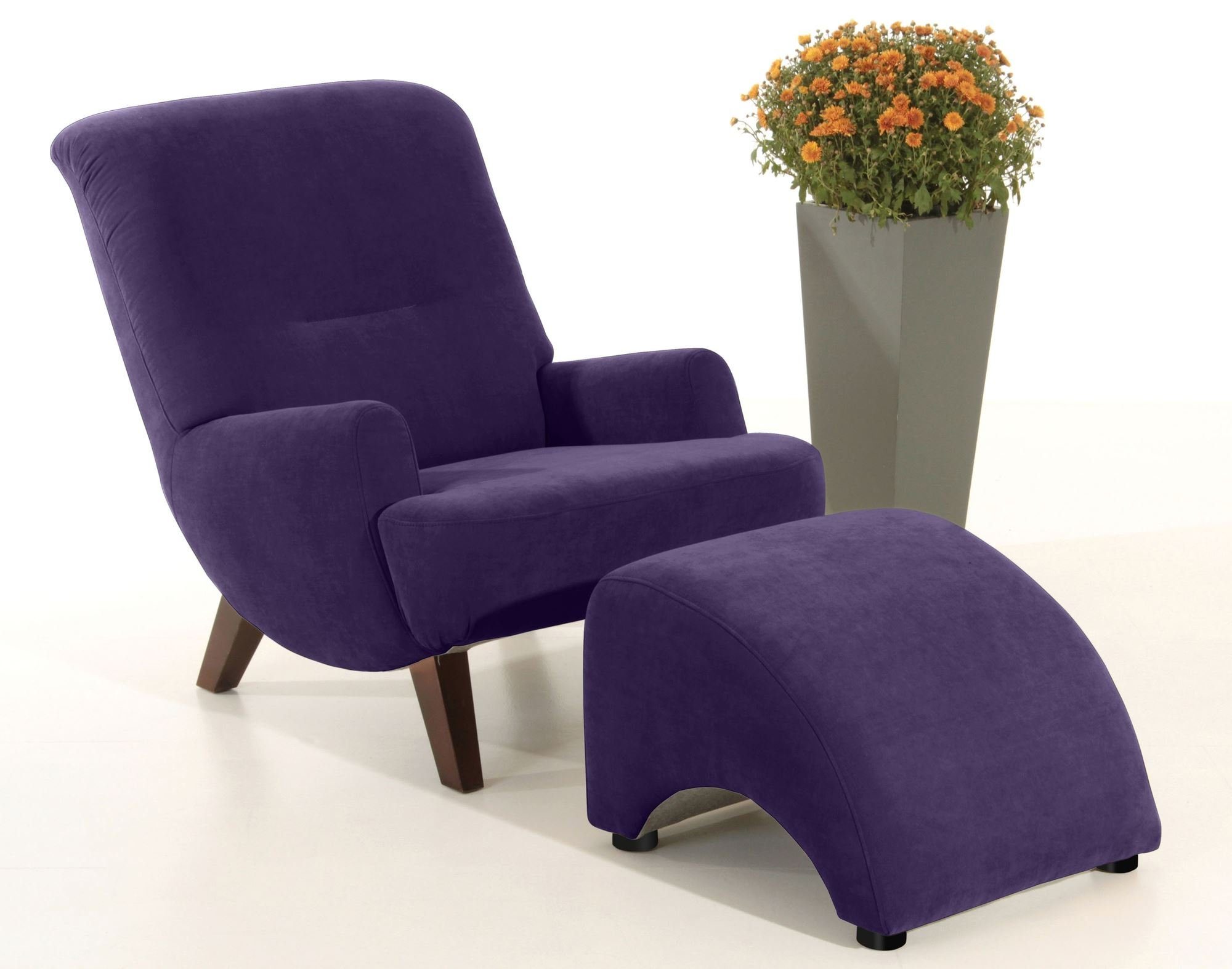 inkl. aufm / 21324 Kajsa Sessel Sessel Bezug Kostenlosem dunkel 58 Sitz 1-St), Versand, nussbaum verarbeitet,bequemer (Sparpreis Kessel Buche violett Veloursstoff hochwertig