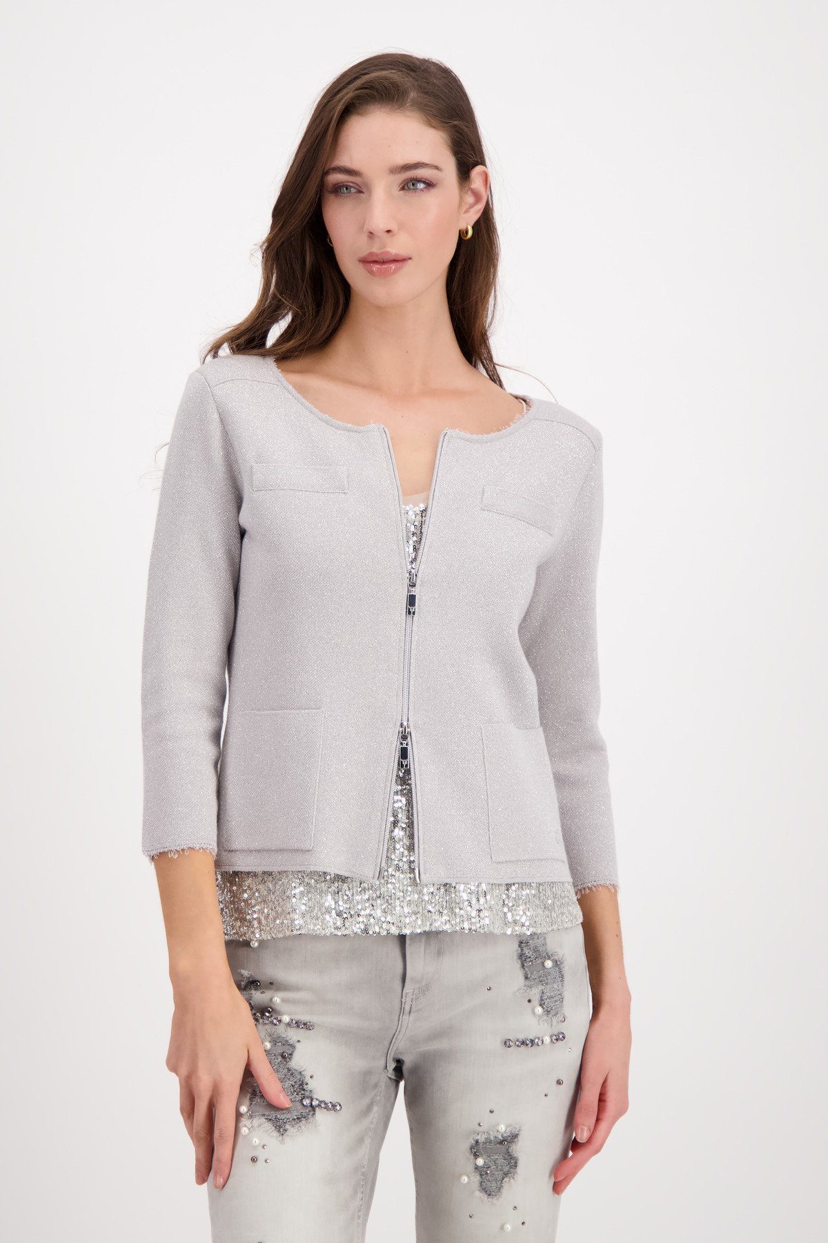 MONARI Strickjacke Damen - Leopardenmuster Mit Strasssteinen Viskose