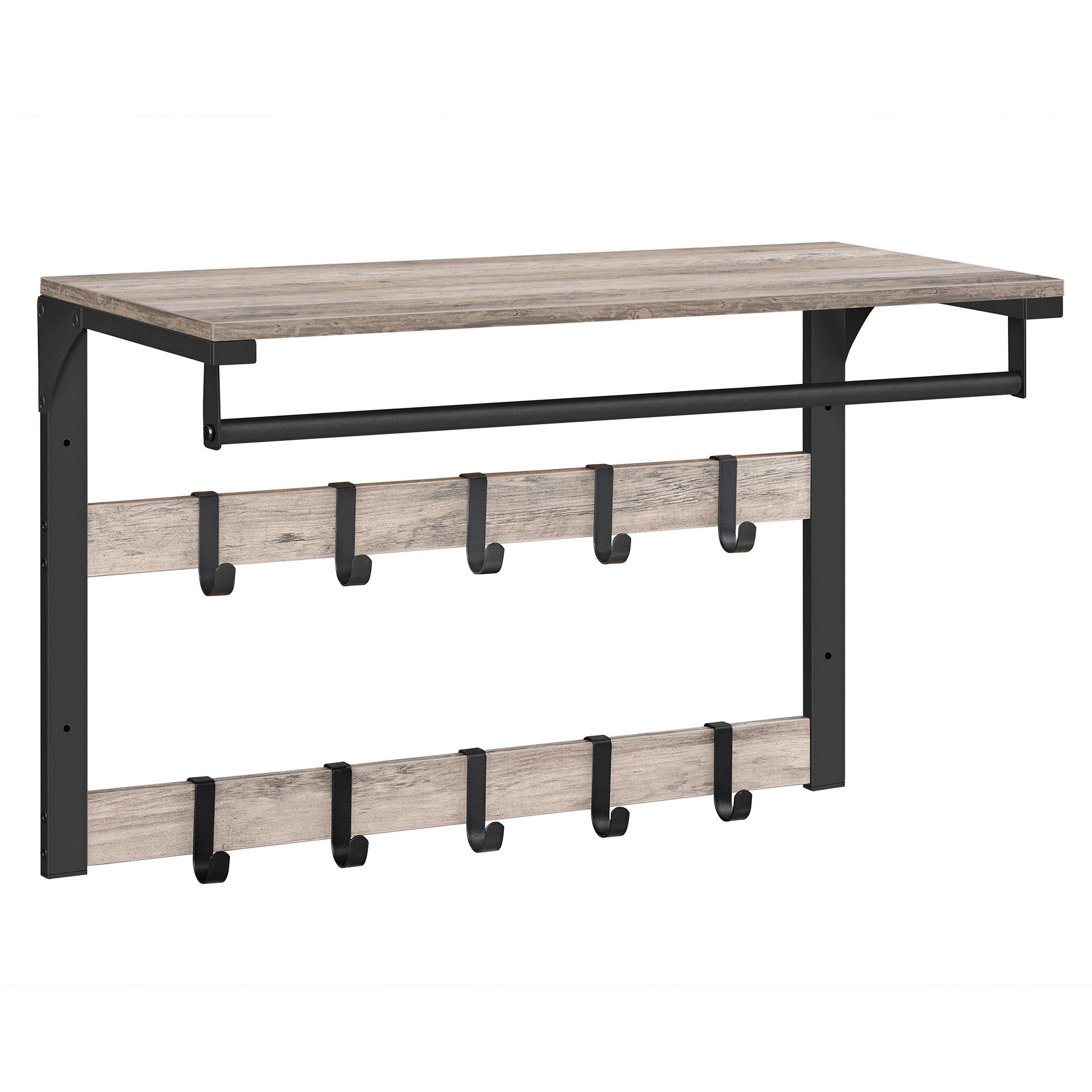 VASAGLE Wandgarderobe, Wandregal, mit Haken, 65 günstig online kaufen