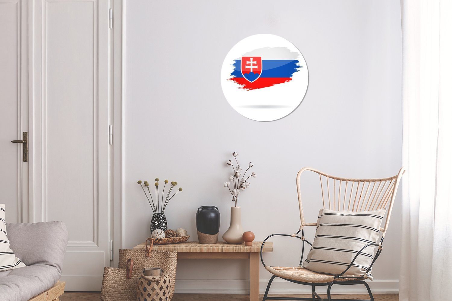 Flagge der Tapetenaufkleber, Illustration Wandsticker (1 Wohnzimmer St), Slowakei Kinderzimmer, der MuchoWow Rund, für Tapetenkreis
