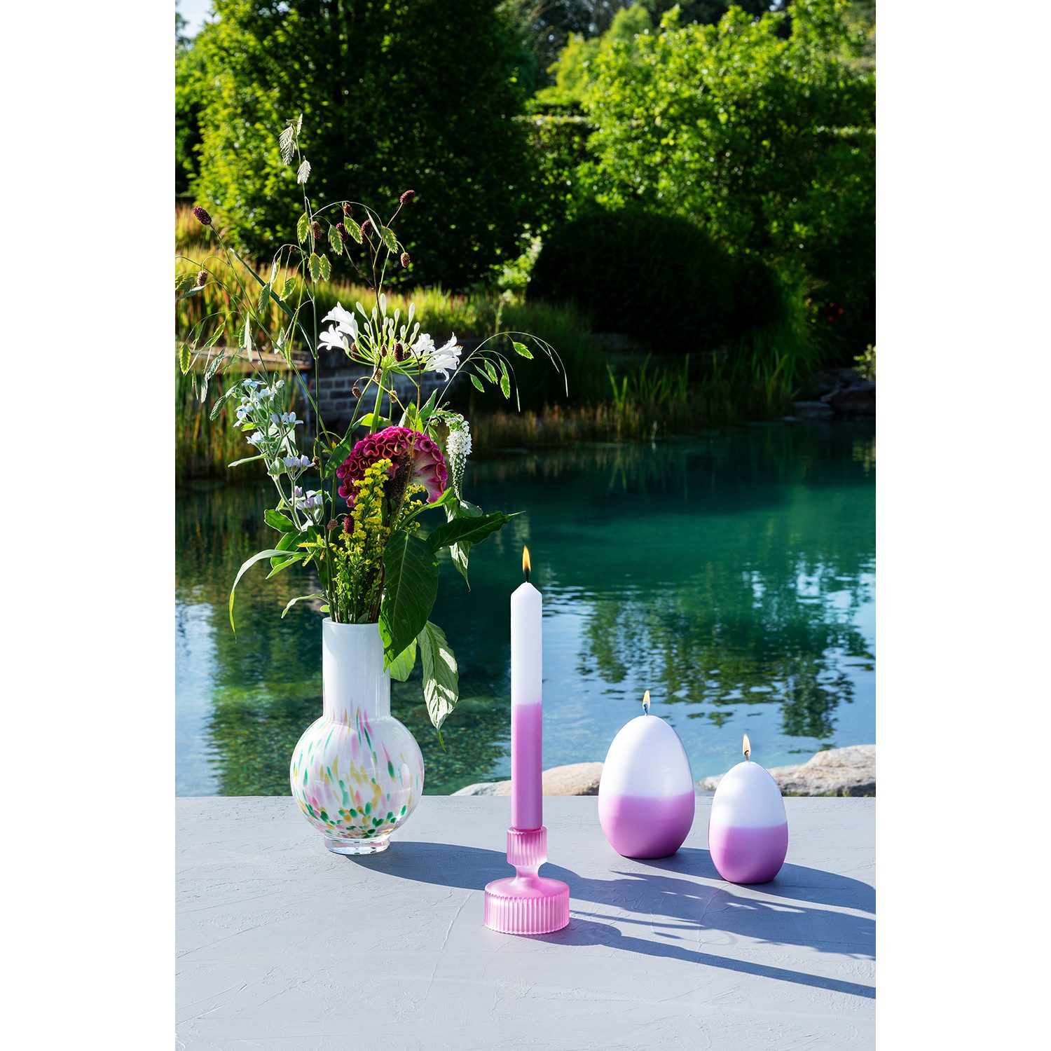 Fink Formkerze CANDLE Eikerze - fuchsia aus Paraffin - Höhe 12cm - Osterdeko (1x Eikerze, 1-tlg., Stabkerzen - Stumpenkerzen), Wachskerze Dochtkerze Tischkerze - Elegante Kerzen für jeden Anlass