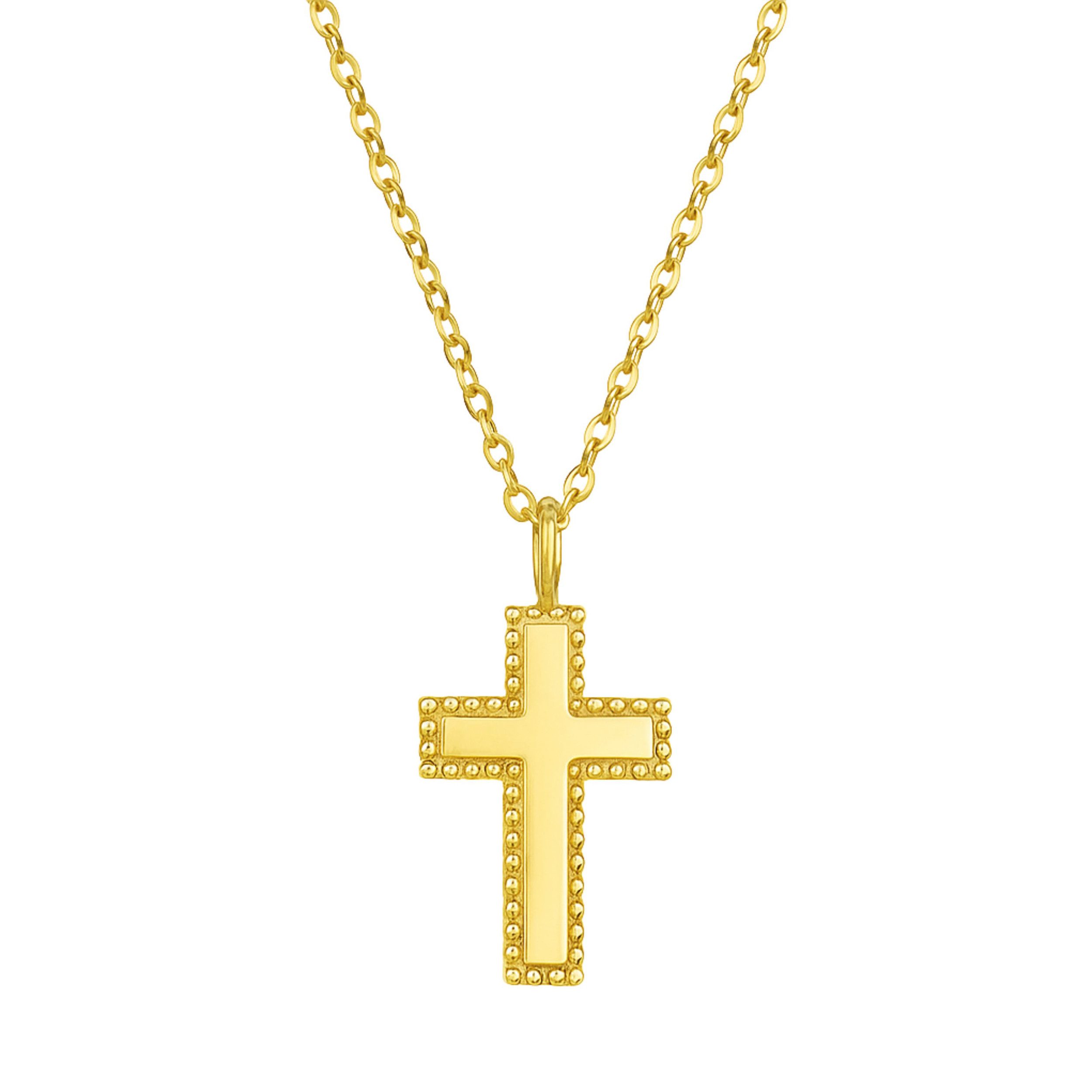 Kreuzkette filigrane Kette kleines Kreuz 925 Sterling Silber, 18K Gold