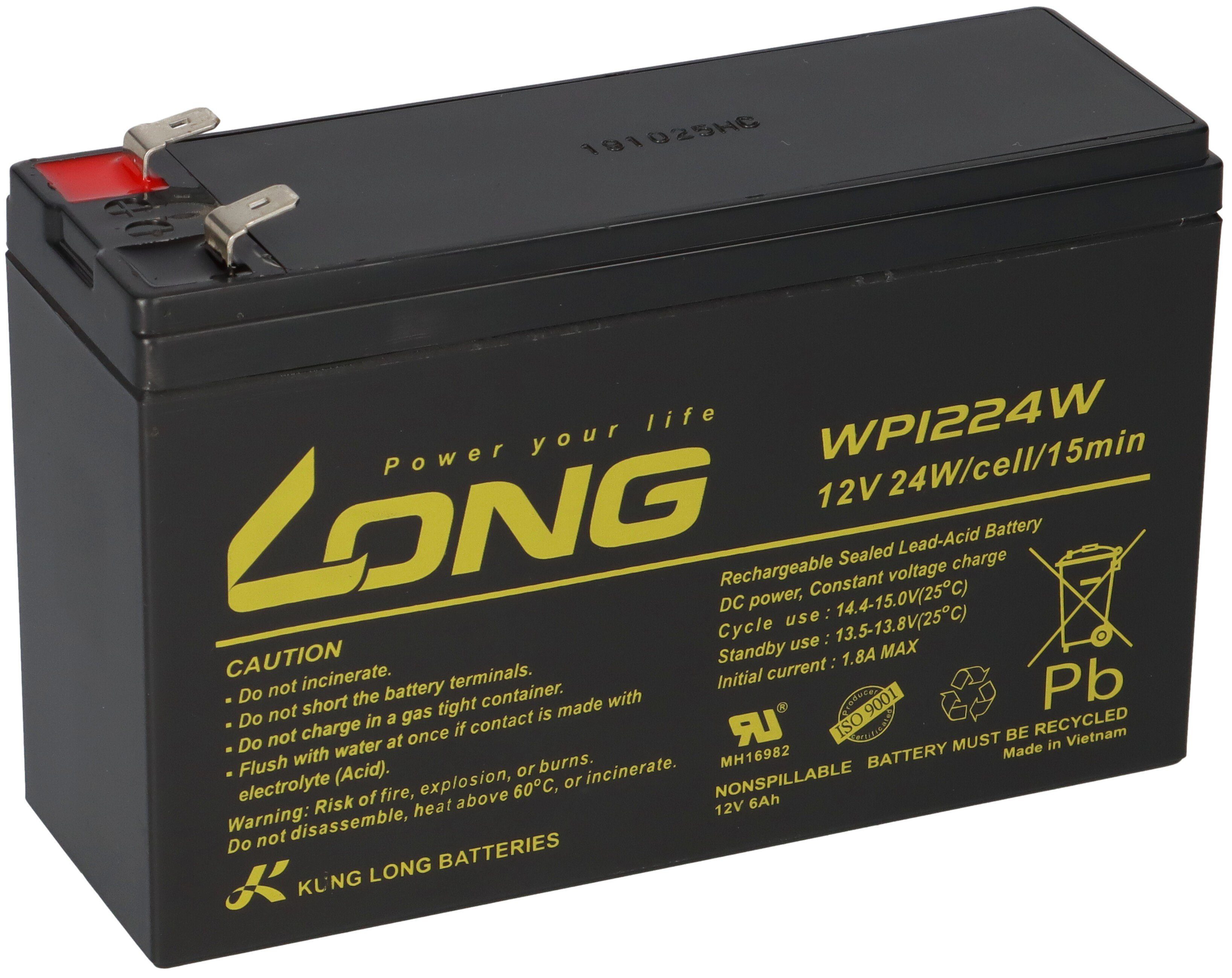 6Ah Long AGM Hochstrom Kung Bleiakkus WP1224W Kung Long 12V Bleiakku V) (12V