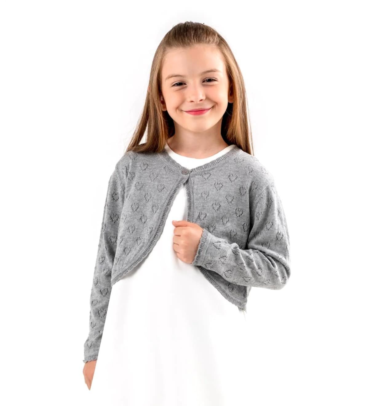 Minora Strickkleid Baby/Kind Bolero Taufweste Strickwaren Mädchen Langarm 3-10 Jahre – Bild 2 von 5