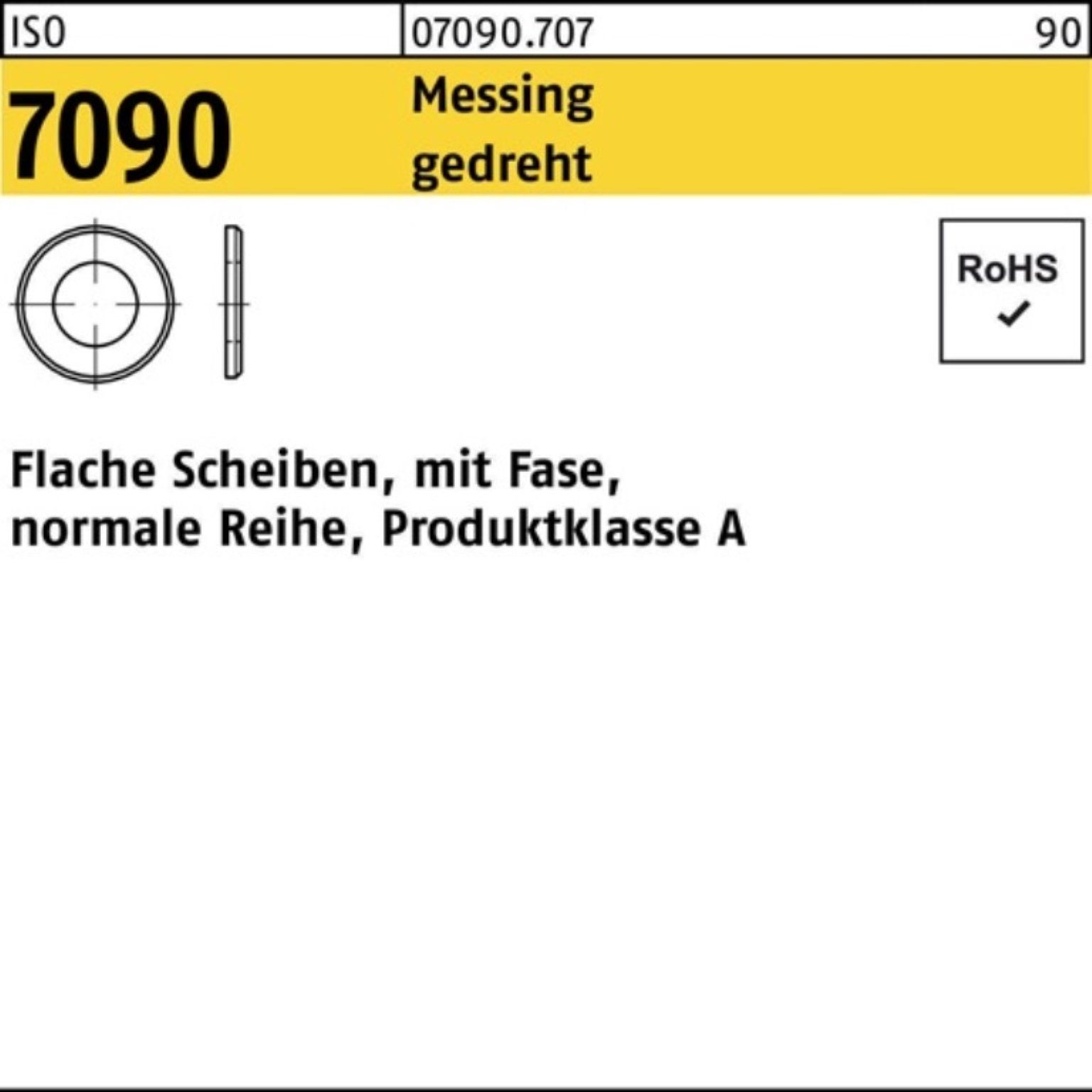 Reyher Unterlegscheibe 100er Pack Unterlegscheibe ISO 7090 Fase 1,6 Messing gedreht 100 Stüc