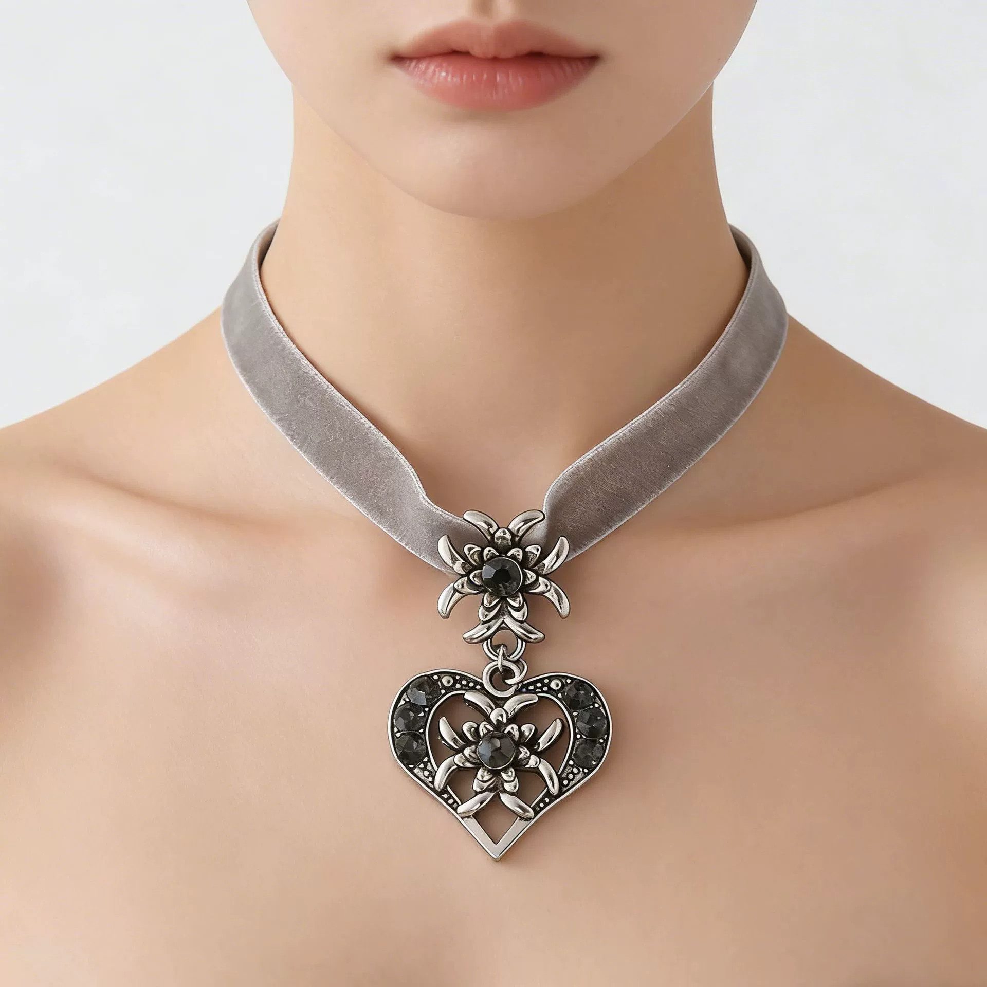 nsihing Ketten-Set Trachtenschmuck mit Anhänger Trachtenkette, Edelweiss,Dirndl-Schmuck, Schmuckset für Damen zum Oktoberfest, Bierfest und Trachtenfest – Bild 2 von 5