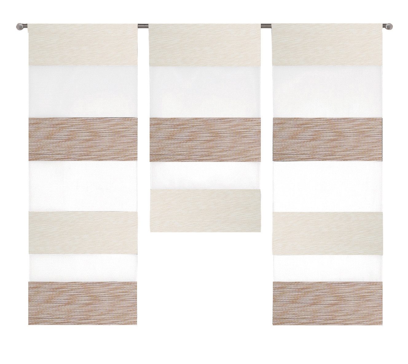 Clever-Kauf-24 Scheibengardine Mini Flächenvorhang 2280-13 beige weiß 3tlg. günstig online kaufen