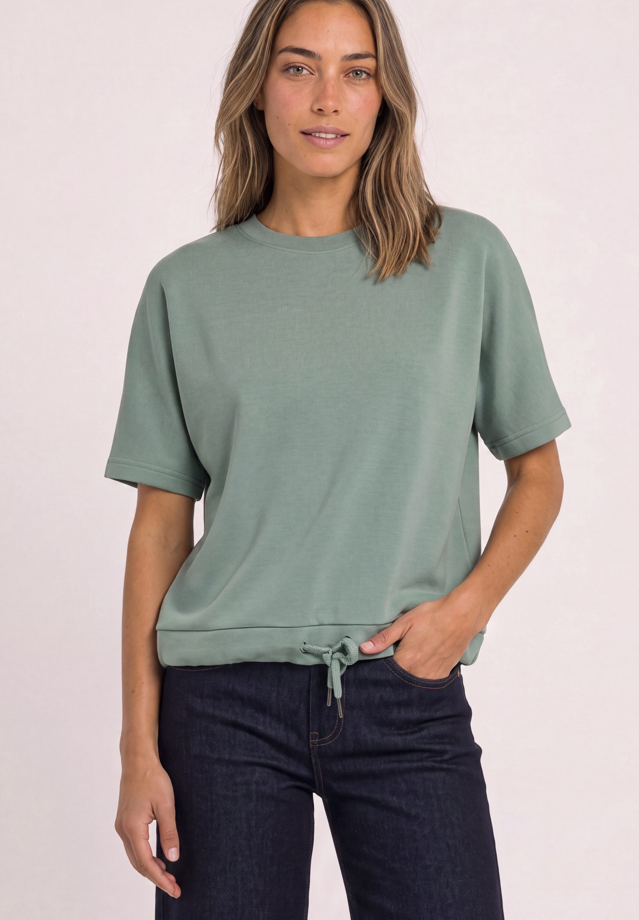 STREET ONE T-Shirt mit Elastiksaum und Tunnelzug
