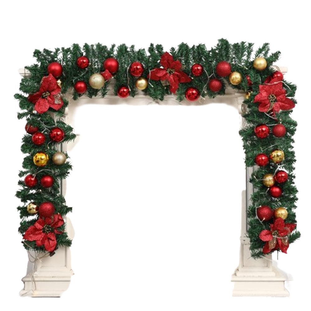 Kunstgirlande Weihnachtsgirlande, künstlicher Tannenzweig, 2,7 m Girlande Deko, CLTYQ, Girlande mit Zapfen und Beeren, für innen und außen