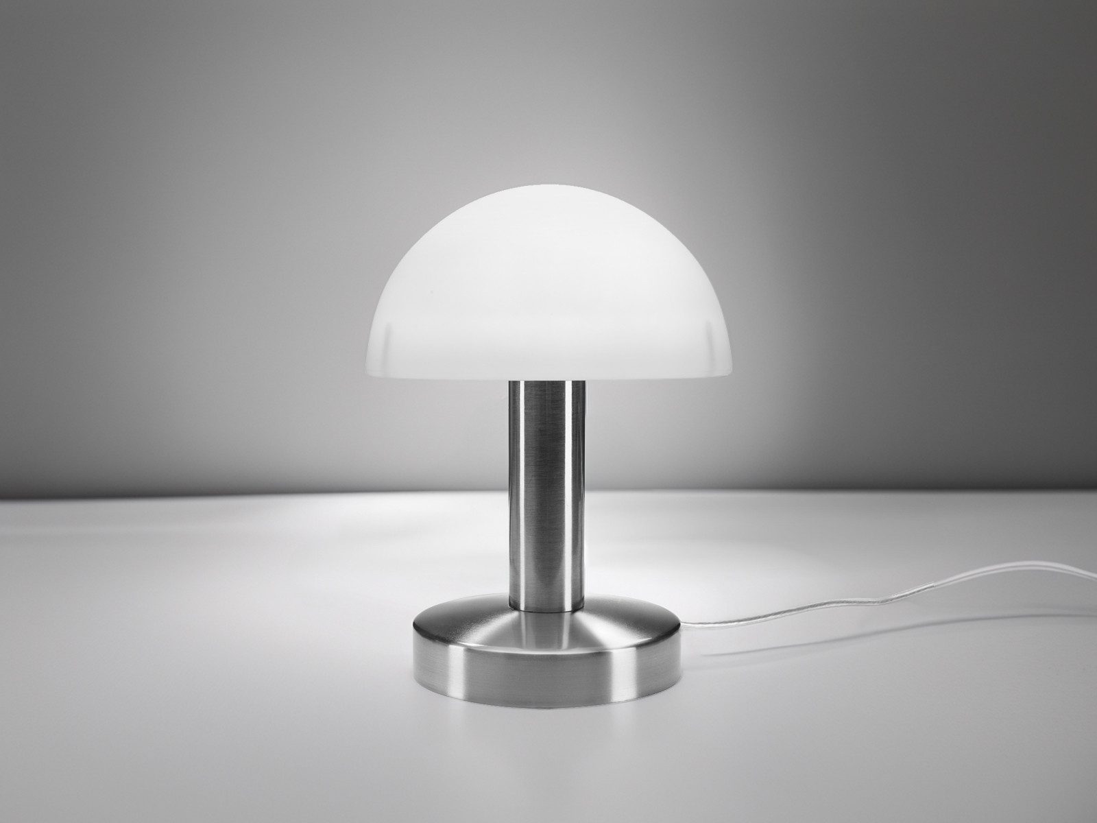 meineWunschleuchte Nachttischlampe, Dimmfunktion, ohne Leuchtmittel, kleine Pilzlampe touch dimmbar mit Glas Lampenschirm, Höhe 21cm