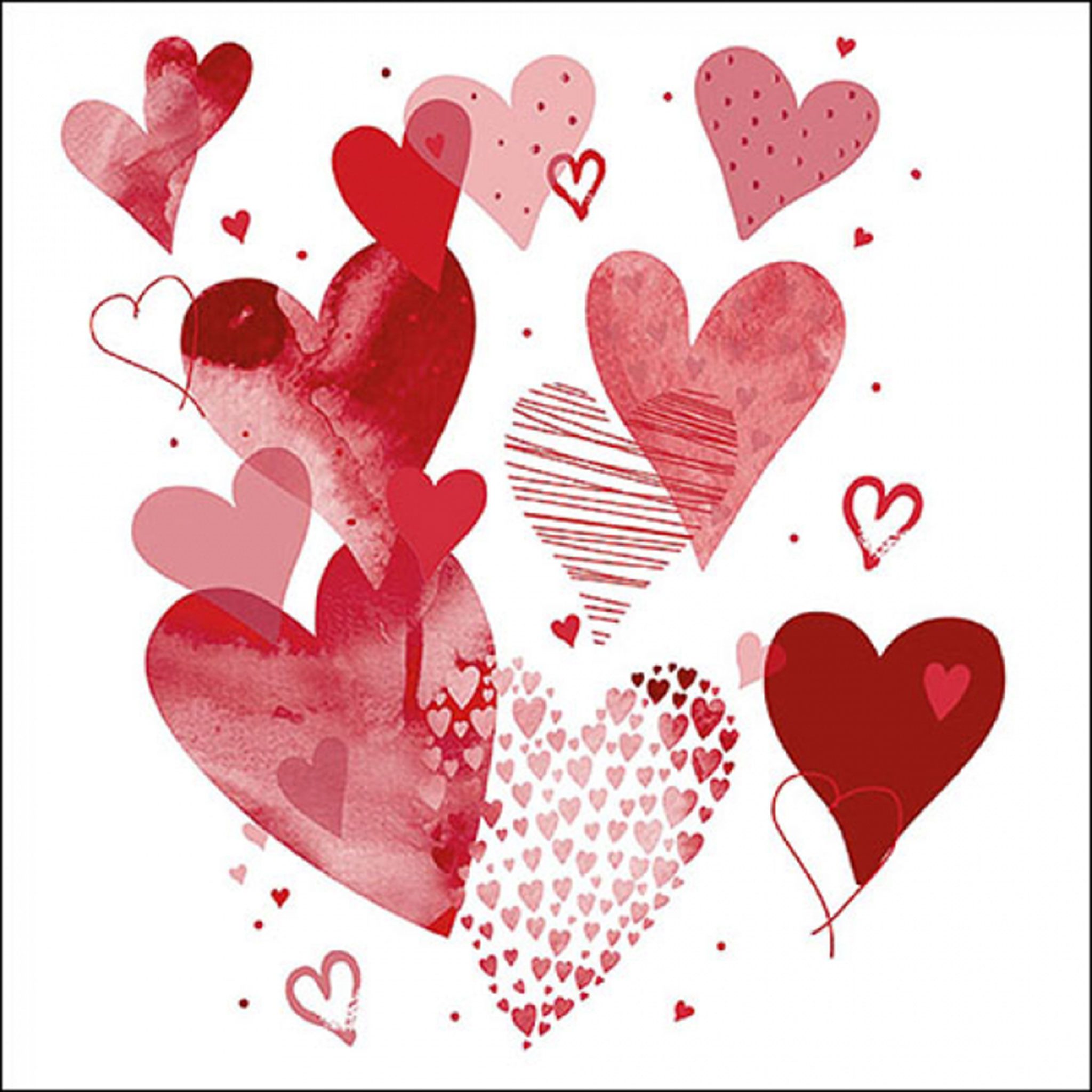 Ambiente Luxury Paper Products Papierserviette, Servietten Papier 33x33cm 3-lagig mit roten Herzen Motiv 20 Stk.
