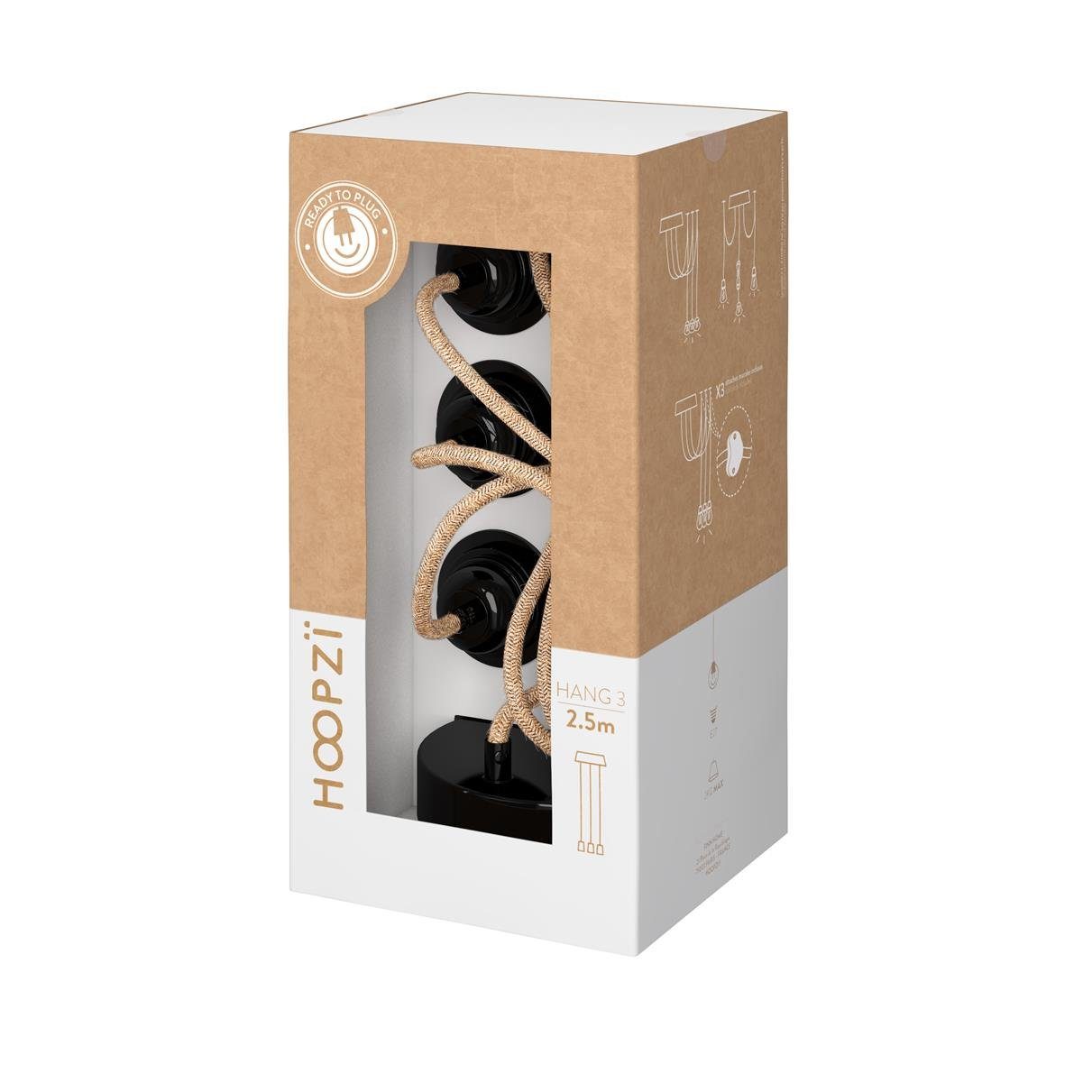 Hoopzi Pendelleuchte Hang 3 Pendelleuchte Textilkabel 3 X E27 Fassung Retro günstig online kaufen