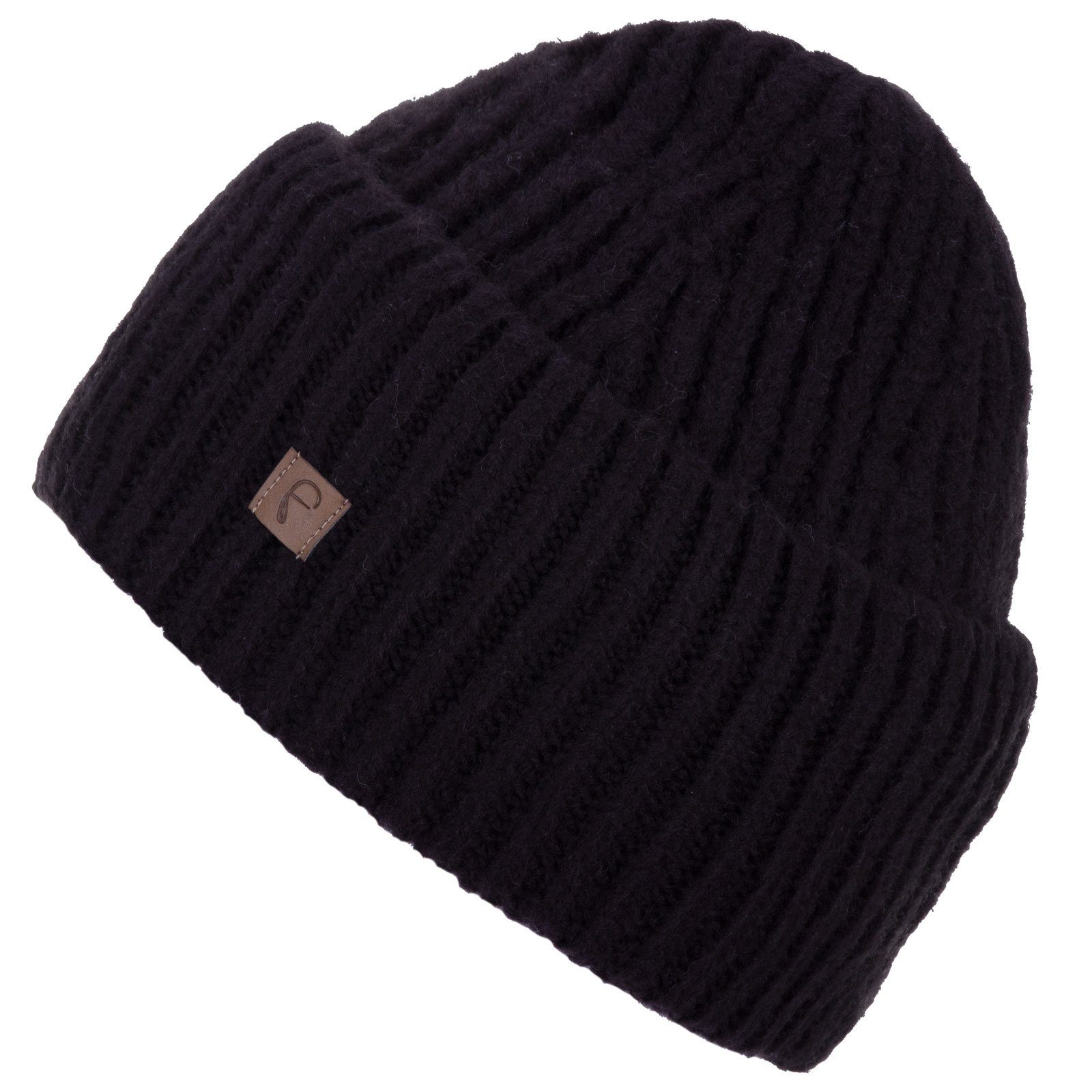 Faera Strickmütze (1-St) Wintermütze breiter Aufschlag Damen Herren Grobstrick Beanie Mütze