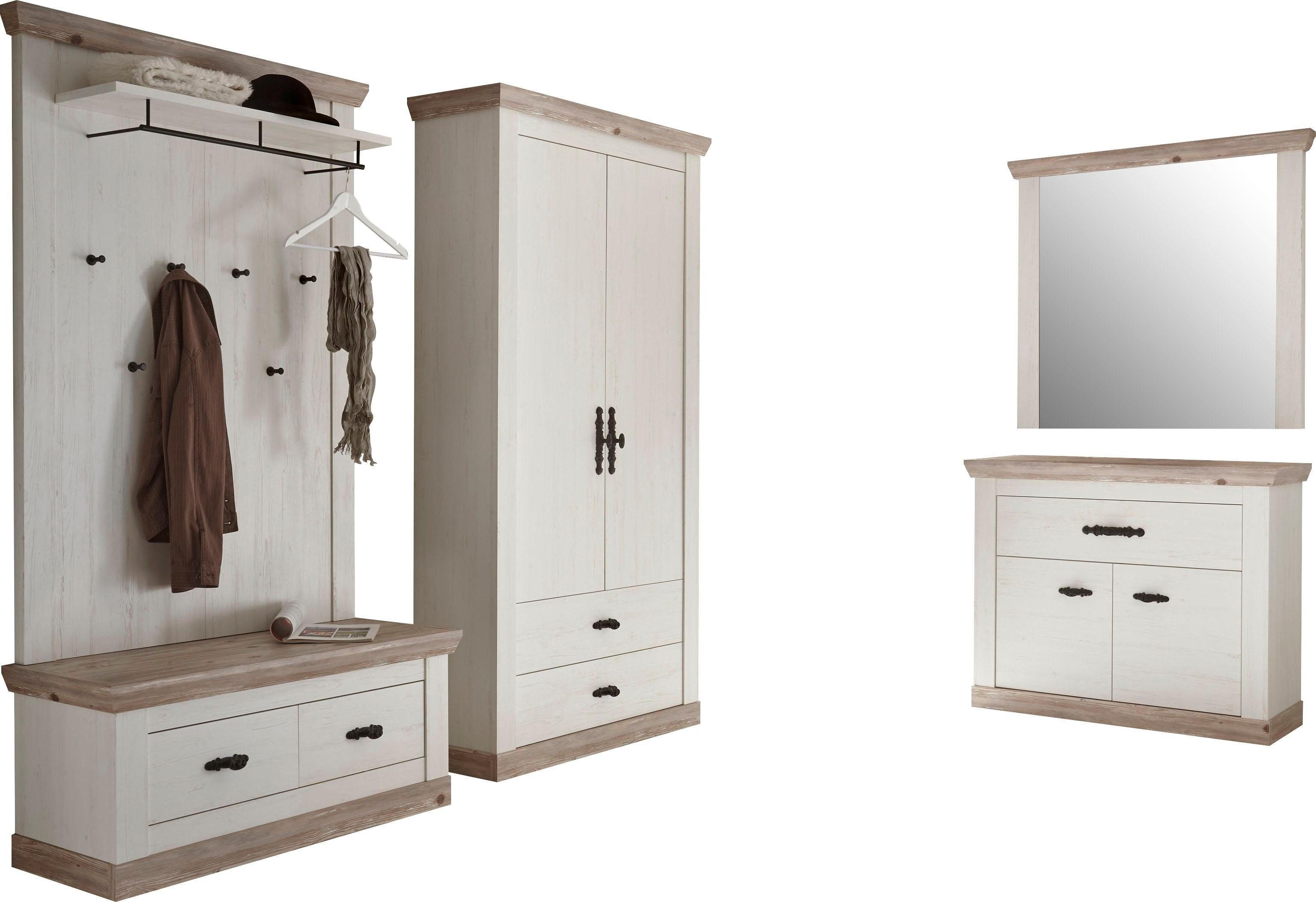 Home affaire Шафи-Set Florenz, (5-St), bestehend aus Bank, Paneel, Kommode, Spiegel und Stauraumschrank