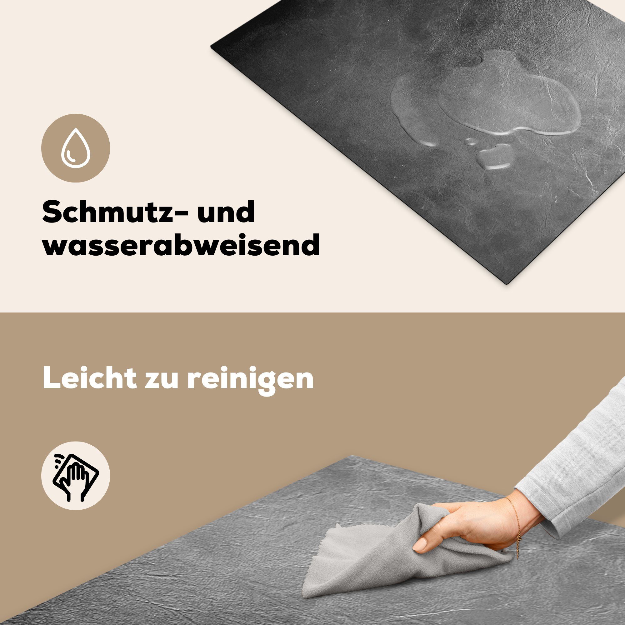 Arbeitsfläche Vinyl, (1 Ceranfeldabdeckung tlg), cm, Herdblende-/Abdeckplatte lernende-struktur-von-hintergrund-av5ecund4zfiexjc-grauskala-v2, 70x52 Mobile nutzbar, MuchoWow