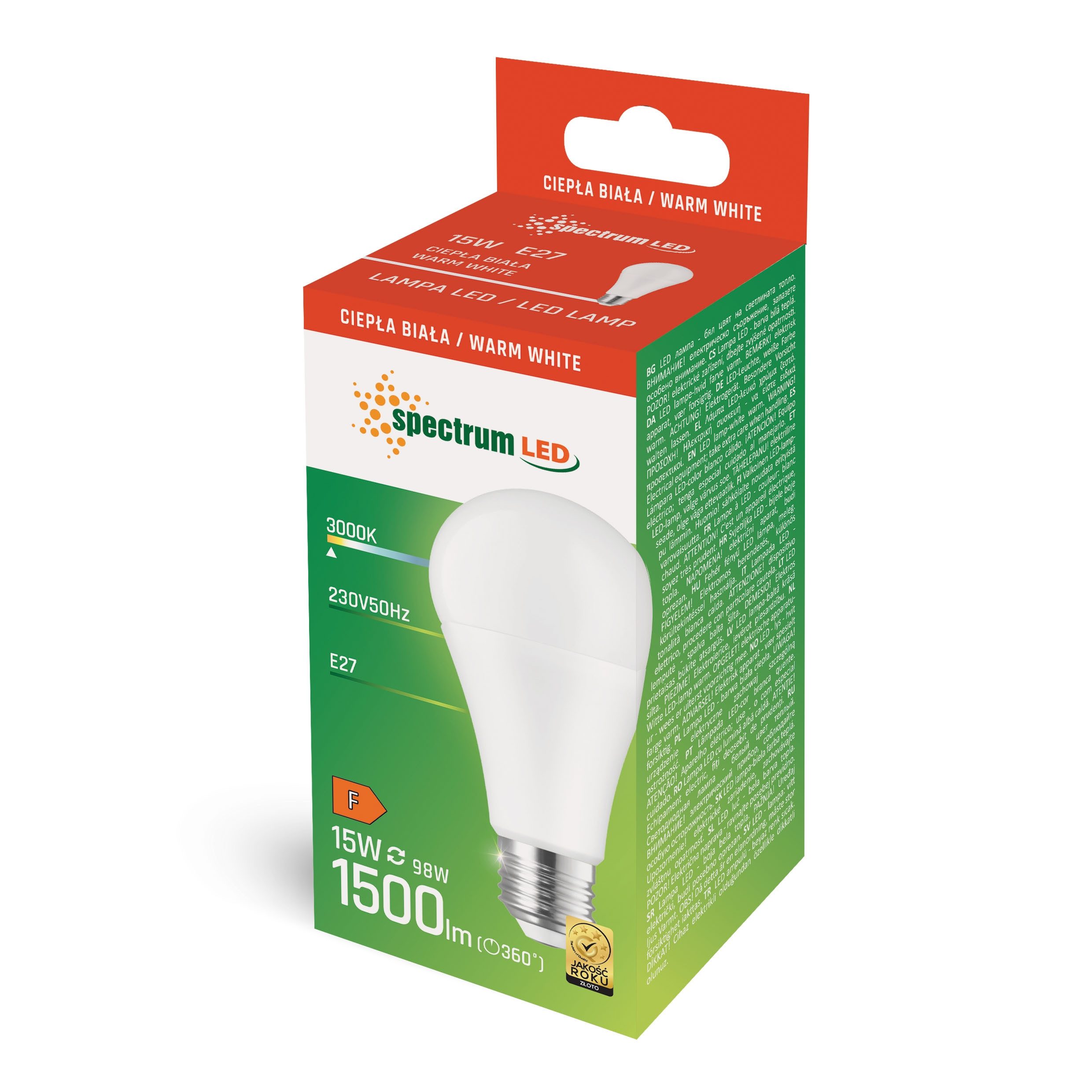 Spectrum LED-Leuchtmittel LED E27 A60 15W = 98W Birne 270° 1500lm 230V Warm günstig online kaufen