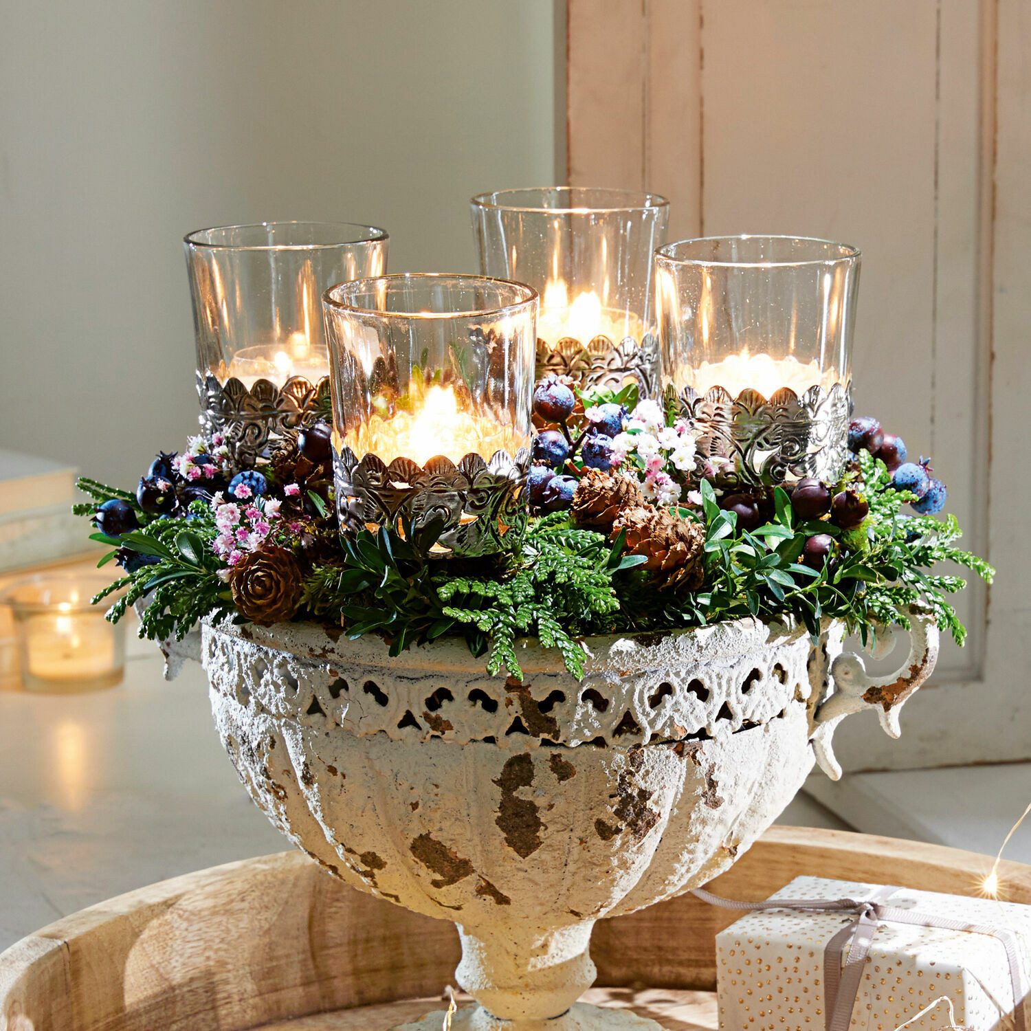 Mirabeau Adventskranz Windlicht 4er Set Pinelle günstig online kaufen