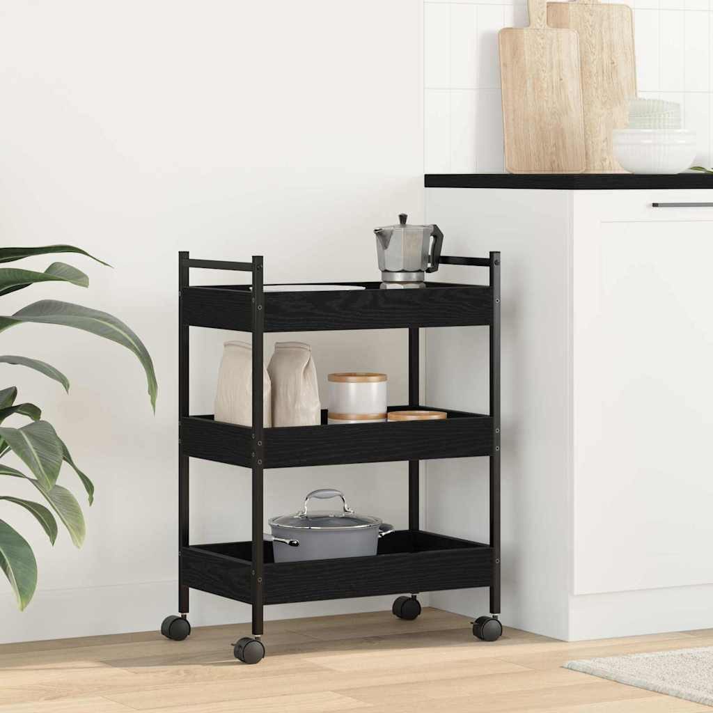 vidaXL Küchenwagen Küchentrolley Schwarz Eichen-Optik 50 x 30 x 70 cm, (1 St) – Bild 2 von 5