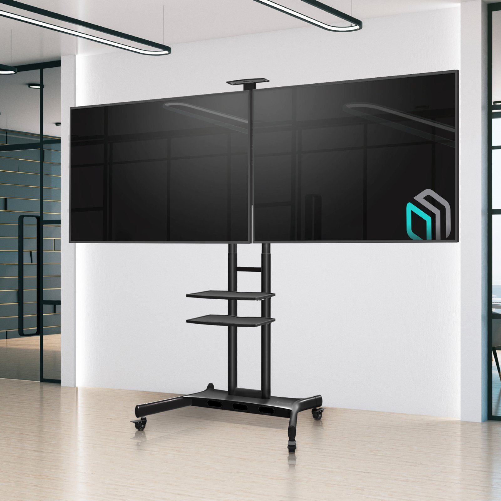 ONKRON ADV1881-B TV-Ständer, (bis 2 VESA Bildschirme für max) 65 ADV1881-B, 65,00 Panel, Zoll Panel Doppel Zoll, bis Dollel VESA