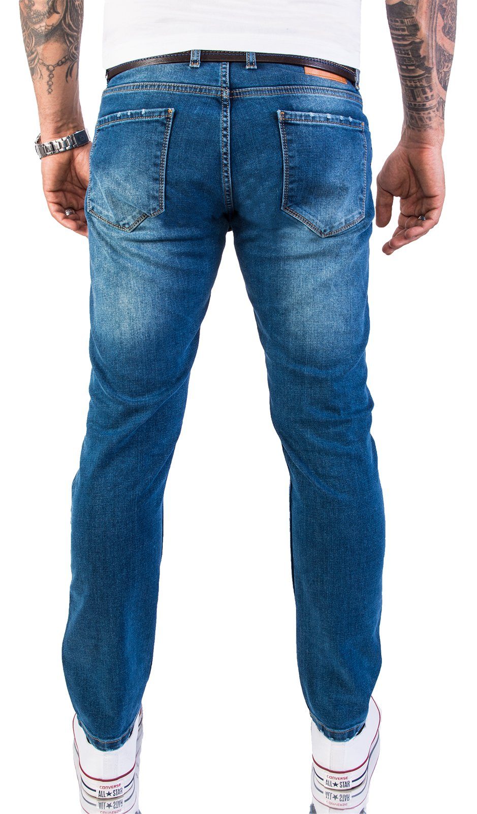 Rock Creek Slim-fit-Jeans Herren Jeans Stonewashed Blau RC-2147 – Bild 3 von 3