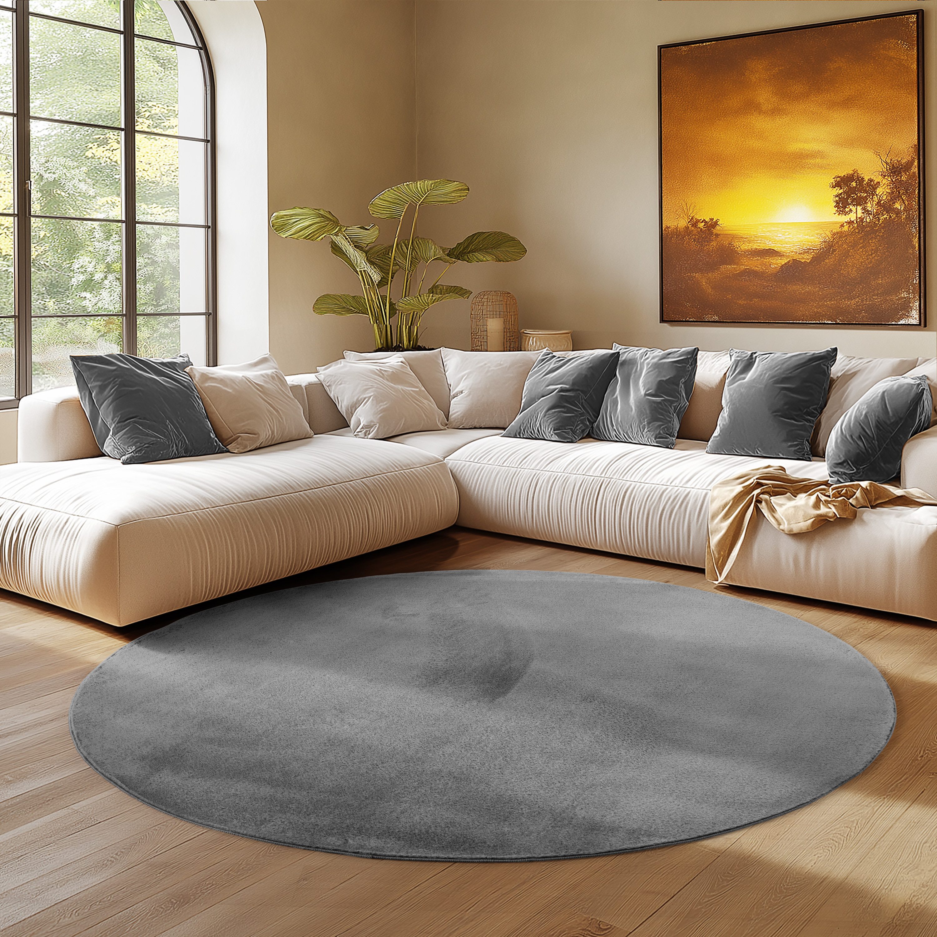 SIMPEX24 Teppich Unicolor - Einfarbig, Rund, Höhe: 11 mm, Perfekt geeignet günstig online kaufen