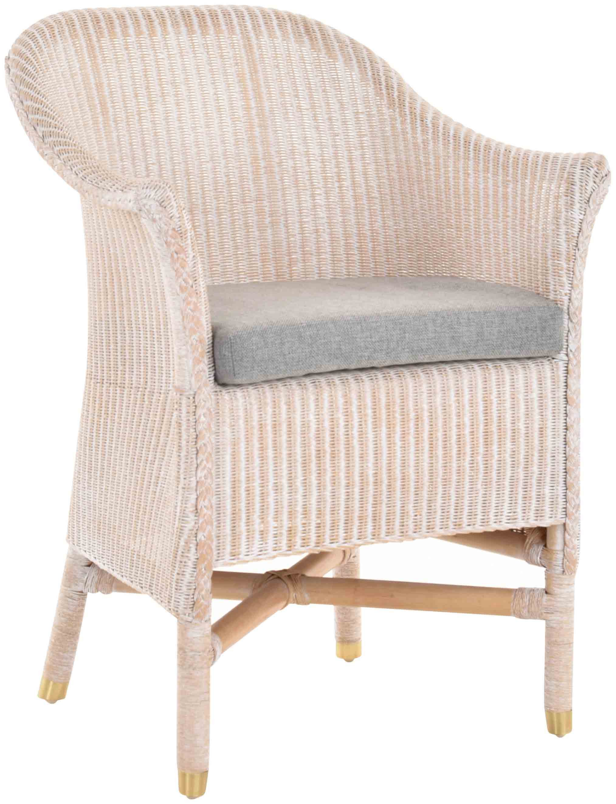 Krines Home Esszimmersessel Loom-Sessel inkl. Polster Braun aus echtem Loom-Geflecht, Komplett montiert