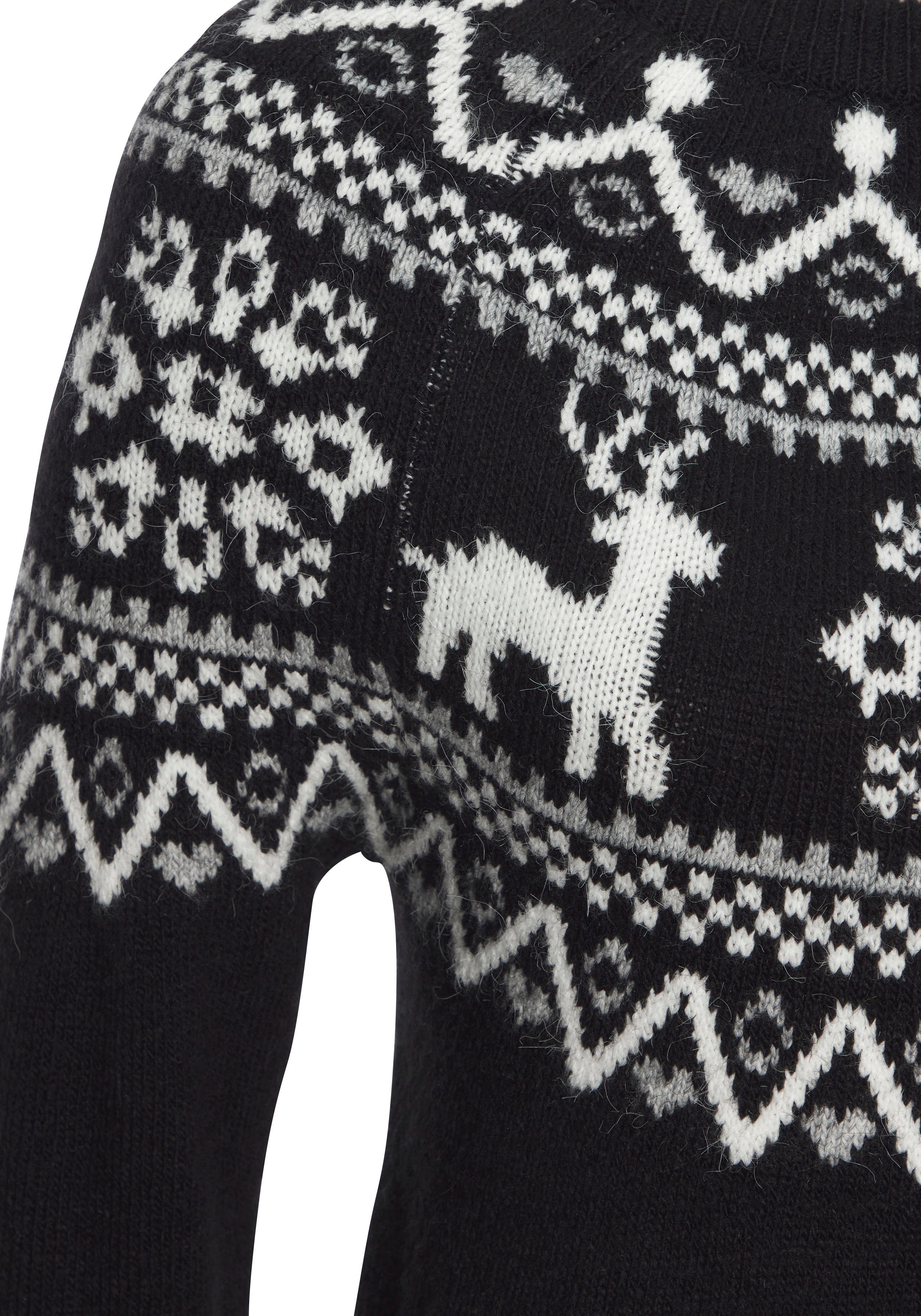 LASCANA Norwegerpullover aus weichem Strick, Weihnachtspullover, Strickpullover mit Wintermotiv