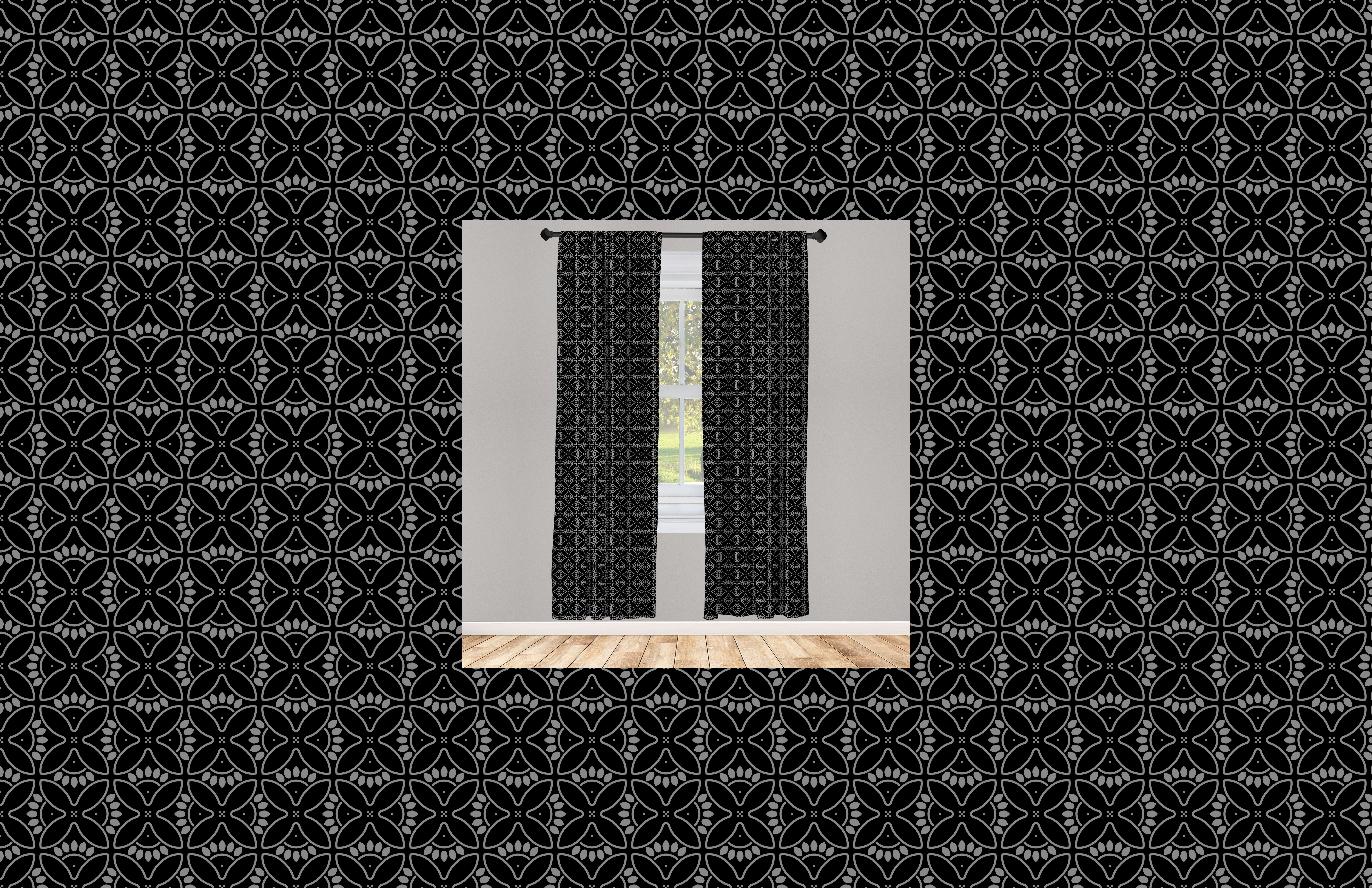 Gardine Vorhang für Abakuhaus, Schlafzimmer Shapes Dekor, Rund Curved Abstrakt Microfaser, Wohnzimmer Petal