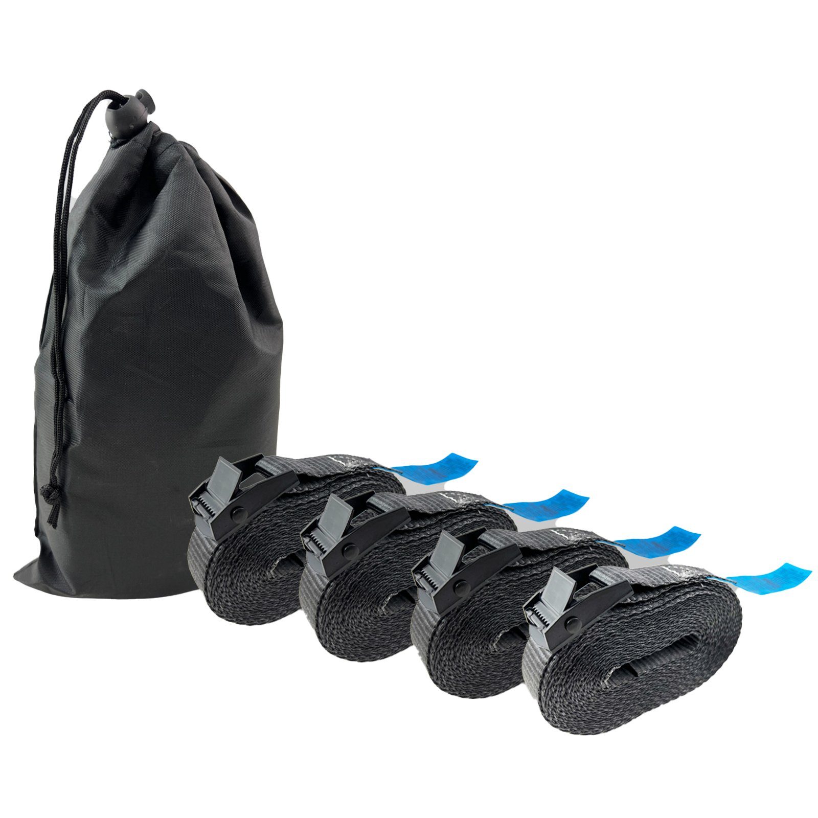 TRUTZHOLM Spanngurt Profi Zurrgurt Gurt Klemmschloss 1-tlg 5m 250 kg Anthrazit inkl.Tasche (Spar-Set, 4er Set)