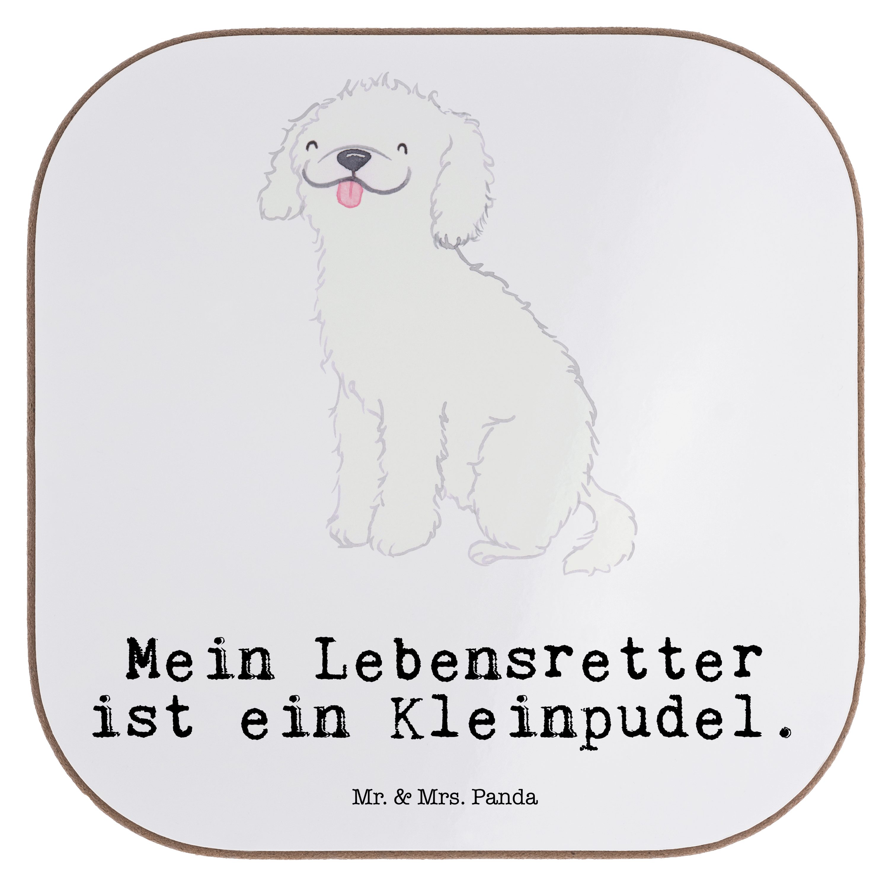 Mr. & Mrs. Panda Getränkeuntersetzer Kleinpudel Lebensretter - Weiß - Geschenk, Bierdeckel, Schenken, Hund, 1-tlg.