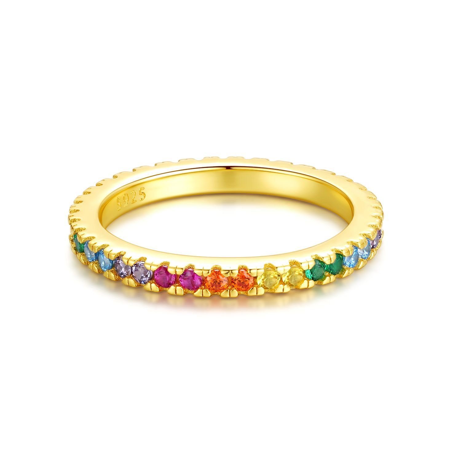 Lisandra Scott Silberring Eternity Ring 925 Silber »Bunte Zirkonia Steine« Regenbogen Rainbow, Ein Ring voller Farbe & Gefühl - funkelnd, bunt, bedeutungsvoll
