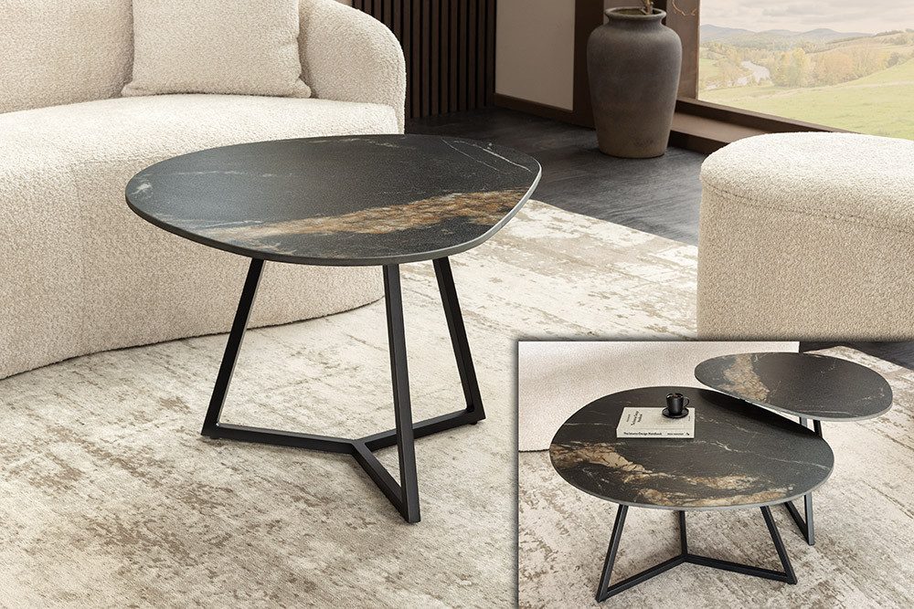 riess-ambiente Couchtisch MARVELOUS 90cm schwarz – Keramik, Metallgestell, günstig online kaufen