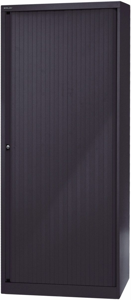 Bisley Aktenschrank Rollladenschrank Euro Stahl 4 Fachböden Höhe 1979mm schwarz/schwarz