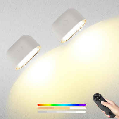 BlingBin LED Wandleuchte LED Akku Wandlampe mit Fernbedienung, Kabellos Dimmbar, 2er Set, LED fest integriert, Warmes Weiß, Natürliches Weiß, Weißes Licht, 360° drehbare, Touch Control