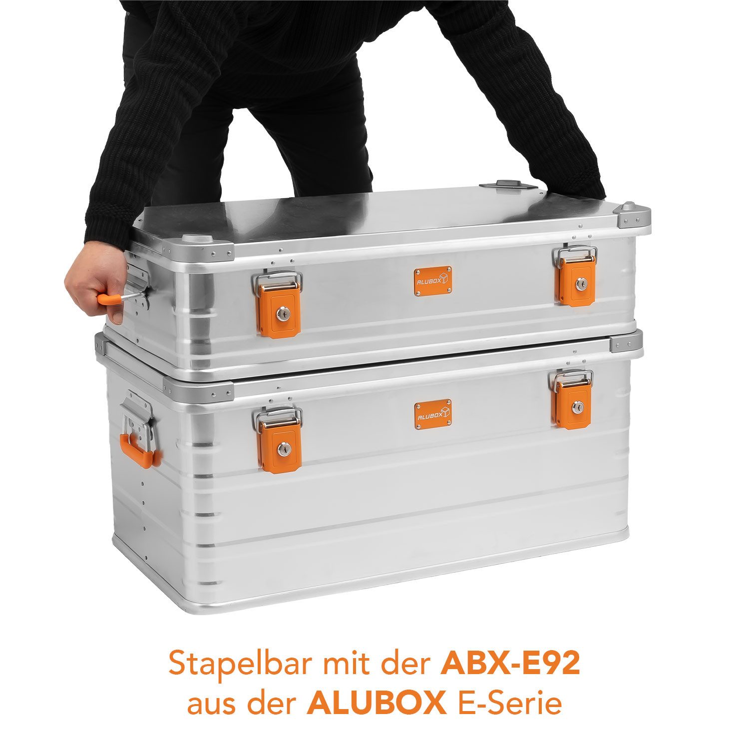 ALUBOX Aufbewahrungsbox Transportbox inklusive Schlösser (stapelbar mit der 92 Liter Kiste), stapelbar - spritzwassergeschützt - 1 mm Blechstärke