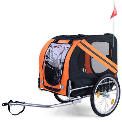 RAMROXX Fahrradhundeanhänger Fahrradanhänger Hundeanhänger klappbar für Haustiere bis 40Kg Orange Schwarz