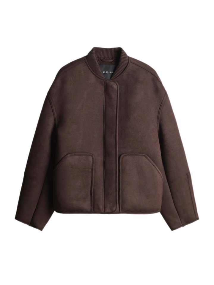 OPUS Kurzjacke braun,Casual,Polyester,Unifarben,Collegekragen,Lang,Comfort Fit