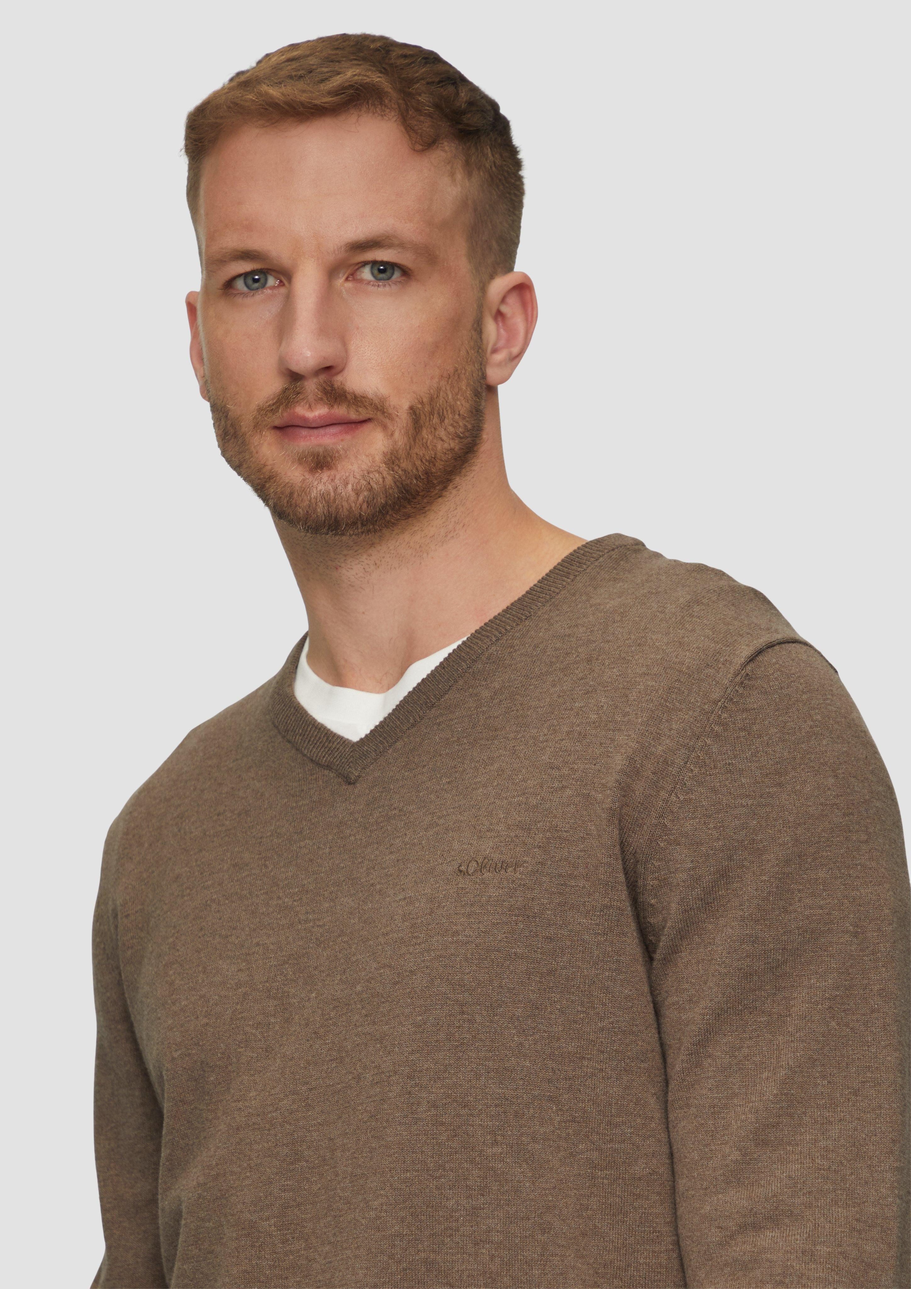 s.Oliver Strickpullover Strickpullover mit Logo-Stickerei Logo günstig online kaufen