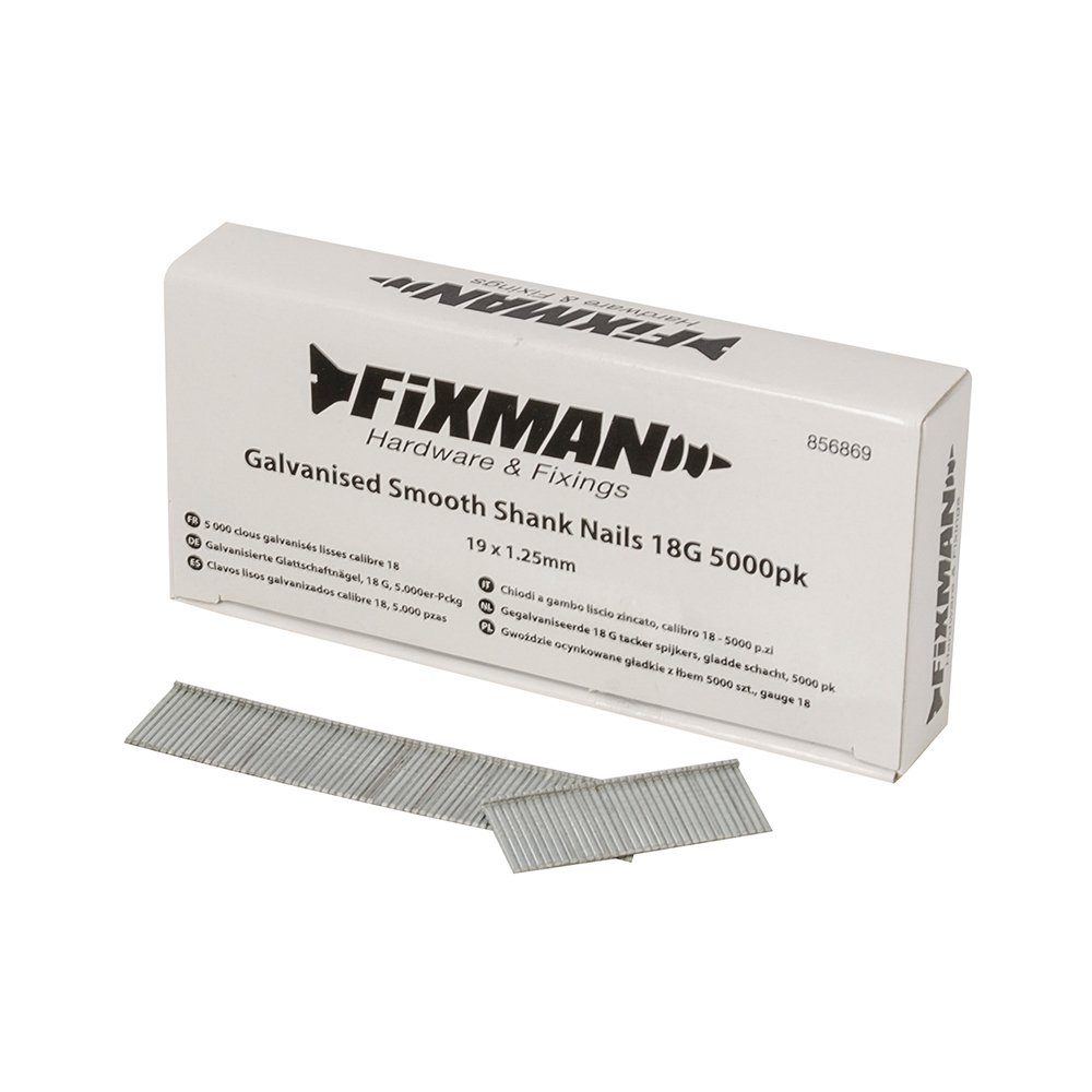 FIXMAN Drahtstift 5.000 x Galvanisierte Glattschaftnägel 19 x 1,25 mm 18 G