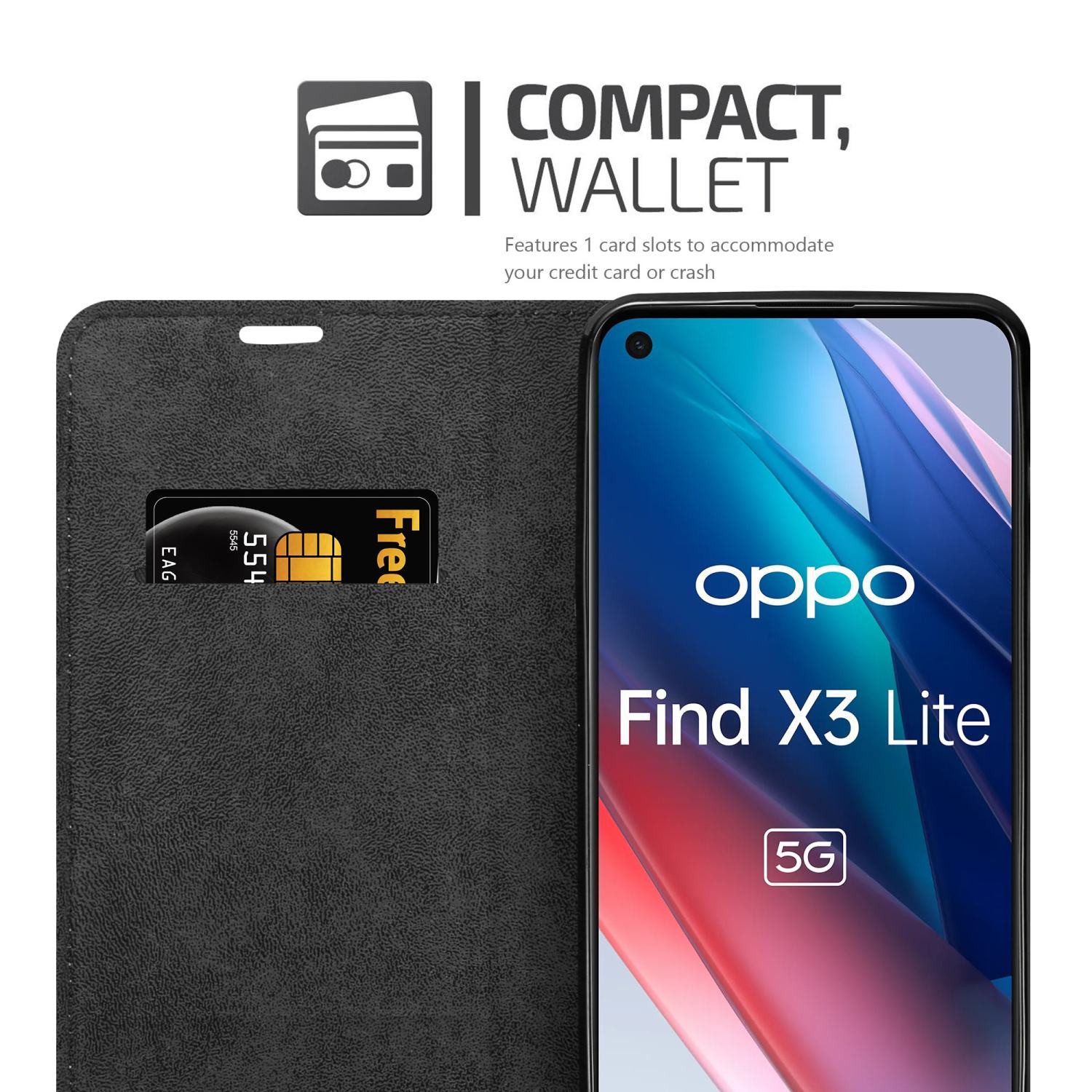 Cadorabo Handyhülle für Oppo FIND X3 LITE Hülle Oppo FIND X3 LITE, Hülle Schutzhülle mit Standfunktion, Magnetverschluss und Kartenfach