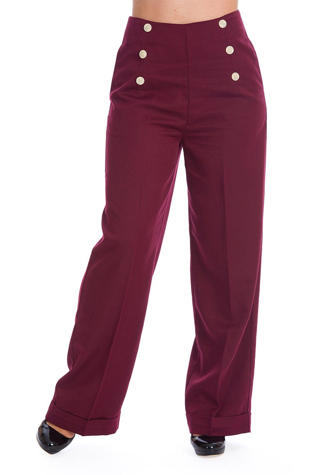 Banned Marlene-Hose Retro Adventures Ahead Burgunder günstig online kaufen