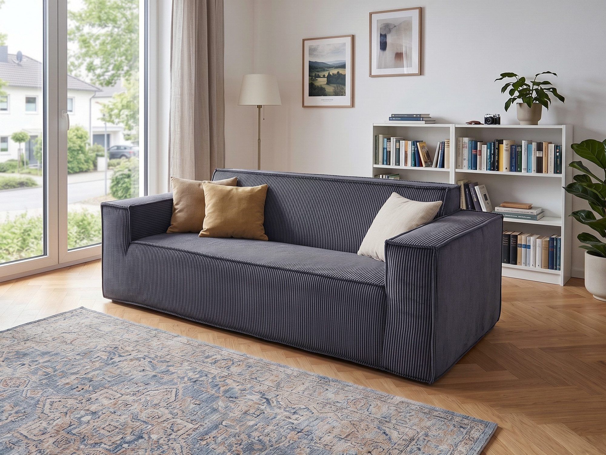 GLP Sofa, 2-Sitzer Cord Sofa, montagefrei, extra tiefe Sitzfläche