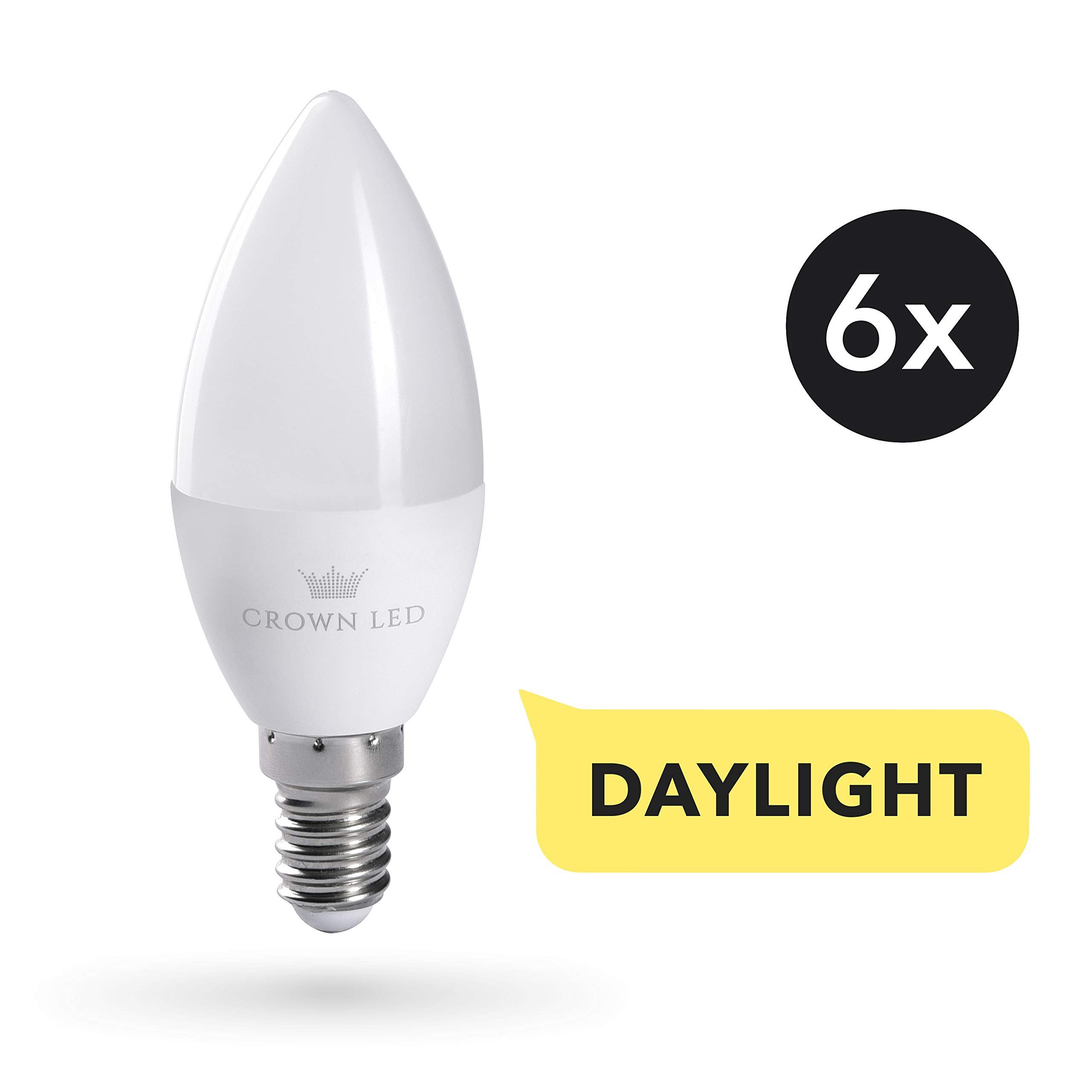 Crown LED Tageslichtlampe 6x LED Glühbirne Vollspektrum, 10.000 LUX, E14,  7W, 6Xklassisch