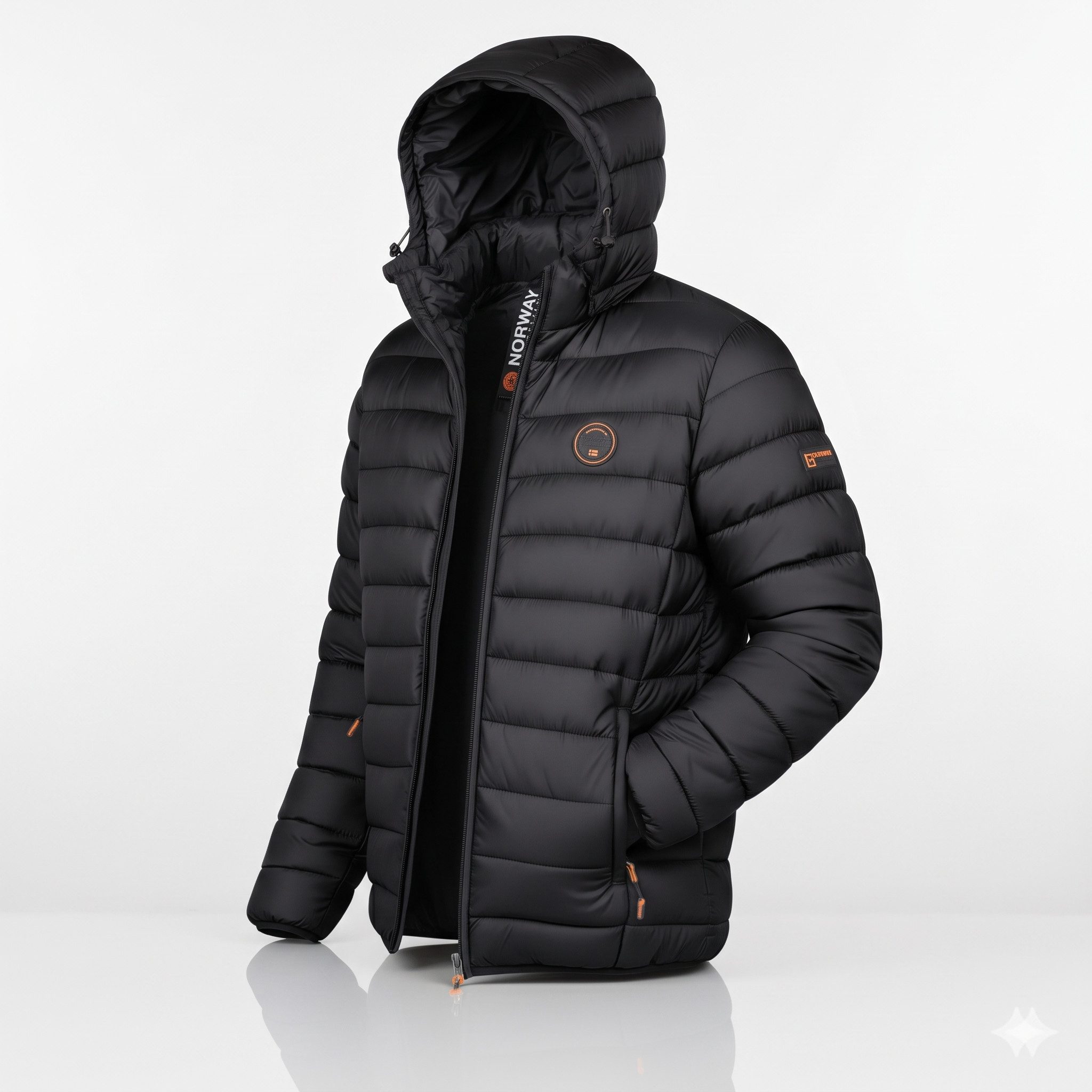 Geographical Norway Steppjacke Hochwertige Outdoorjacke Steppjacke mit Kapuze (1-St) Steppjacke Mit Kapuze Herbst Übergangs Jacke
