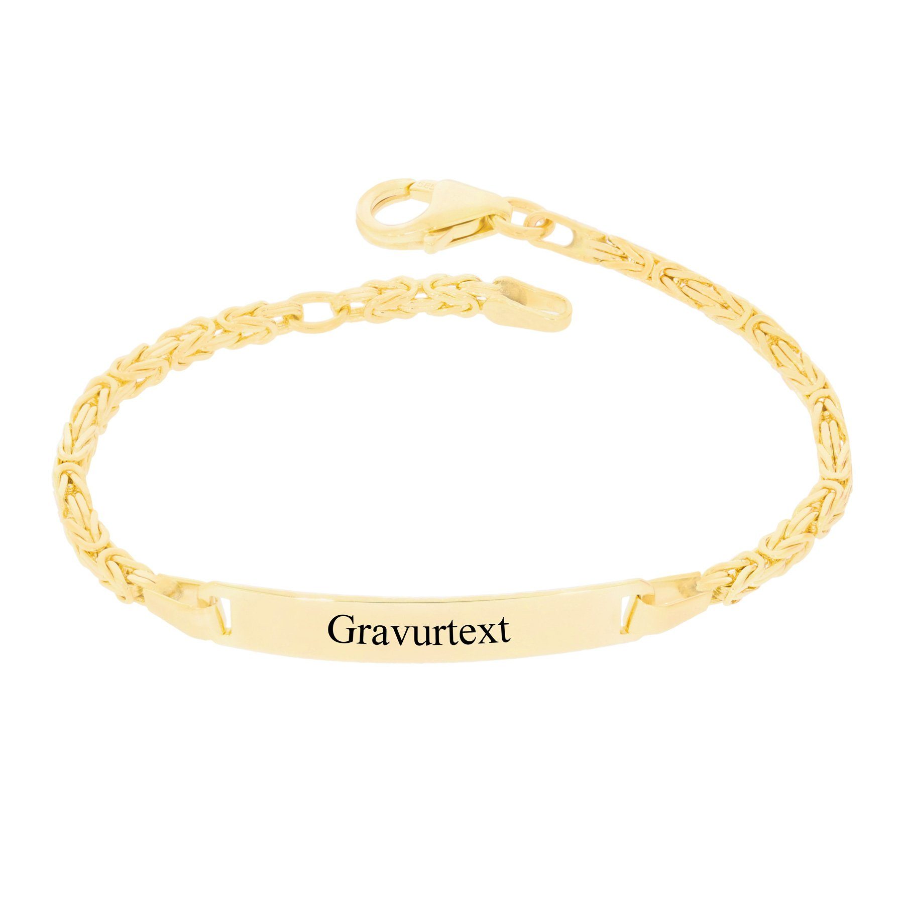 Stella-Jewellery Goldarmband 585 Gelbgold ID Armband Königskette massiv 14,5cm (inkl. Etui, 1-tlg), ID Armband für Kinder / Damen