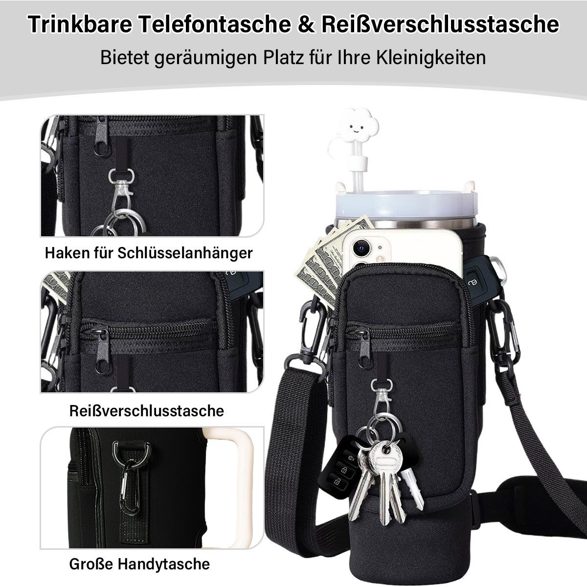 MOPUEA Flaschenhalter Fahrradtasche, Fahrradgepäckträgertasche Fahrrad Kofferraumtasche, (1-St., Großes Fassungsvermögen und praktische Aufbewahrung), Wasserabw – Bild 3 von 5