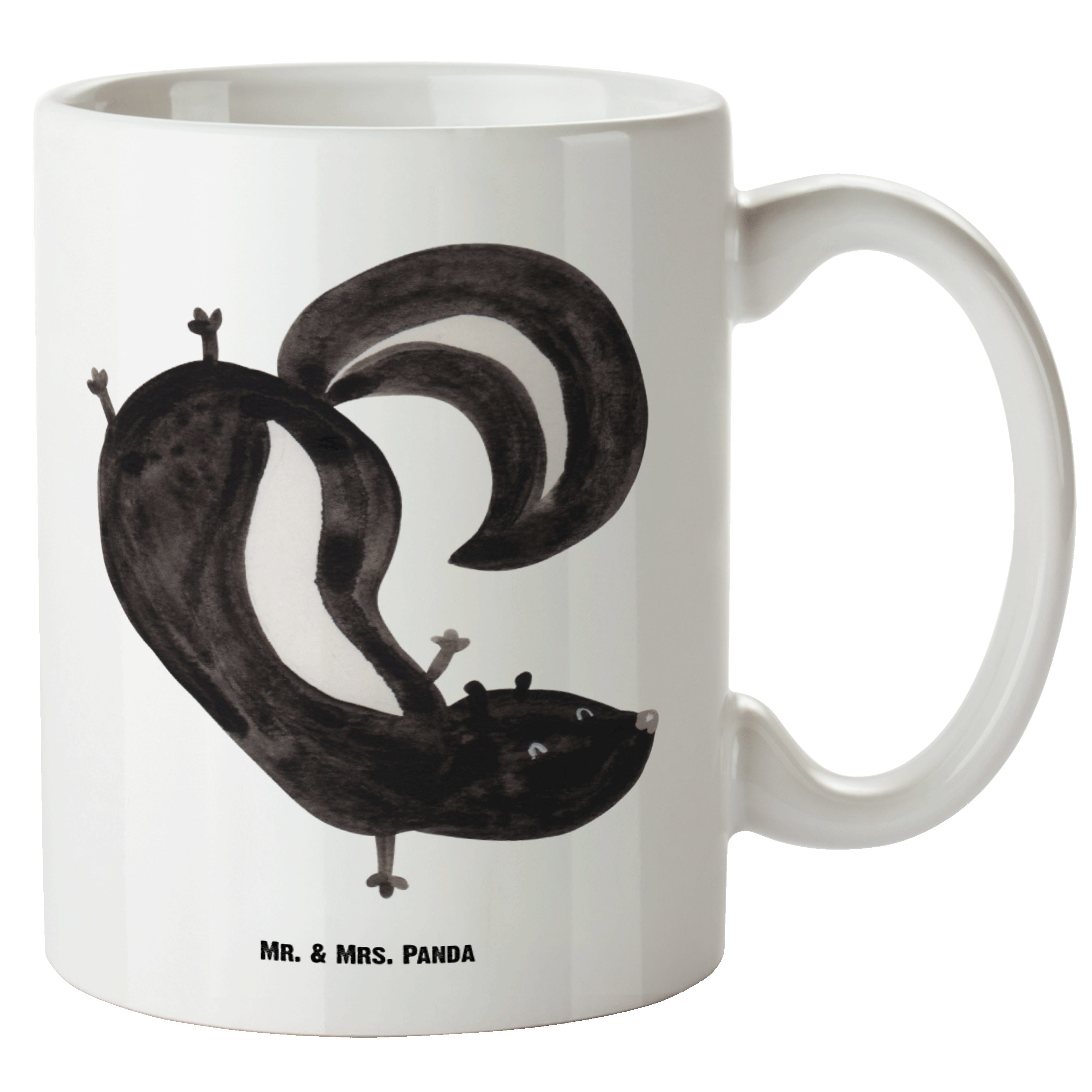 Mr. & Mrs. Panda Becher, XL Stinktier Tasse Tasse - Handstand Weiß - Geschenk, Teetasse, Groß, Keramik XL XL