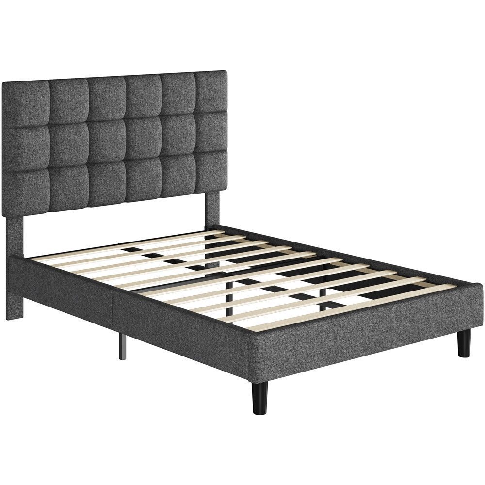 Yaheetech Polsterbett Bettgestell, Doppelbett mit Höhenverstellbarem Kopfteil, 140 x 200 cm