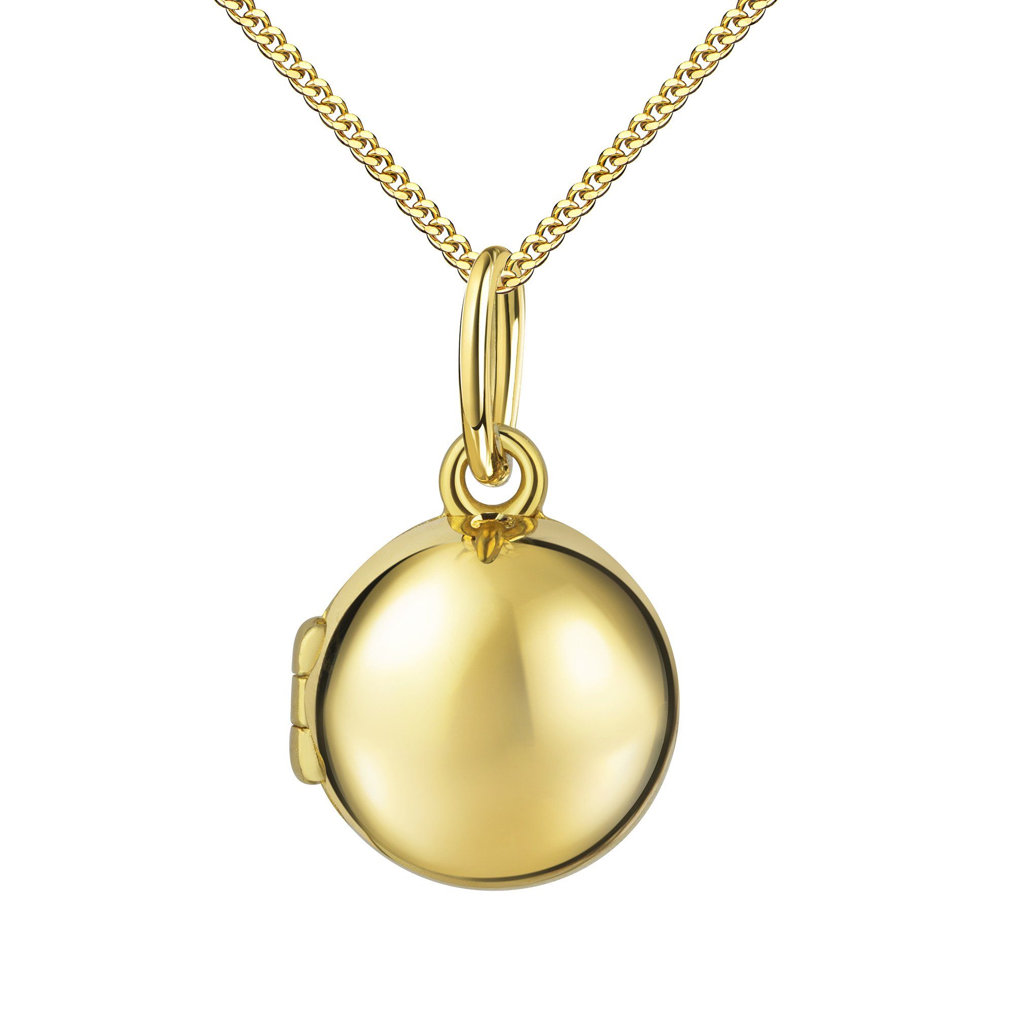 Valentinstagsgeschenk JEVELION Kette mit Anhänger Medaillon Kugel 333 Gold Anhänger zum Öffnen für 1 Bild Foto (Foto Amulett, für Damen und Mädchen)