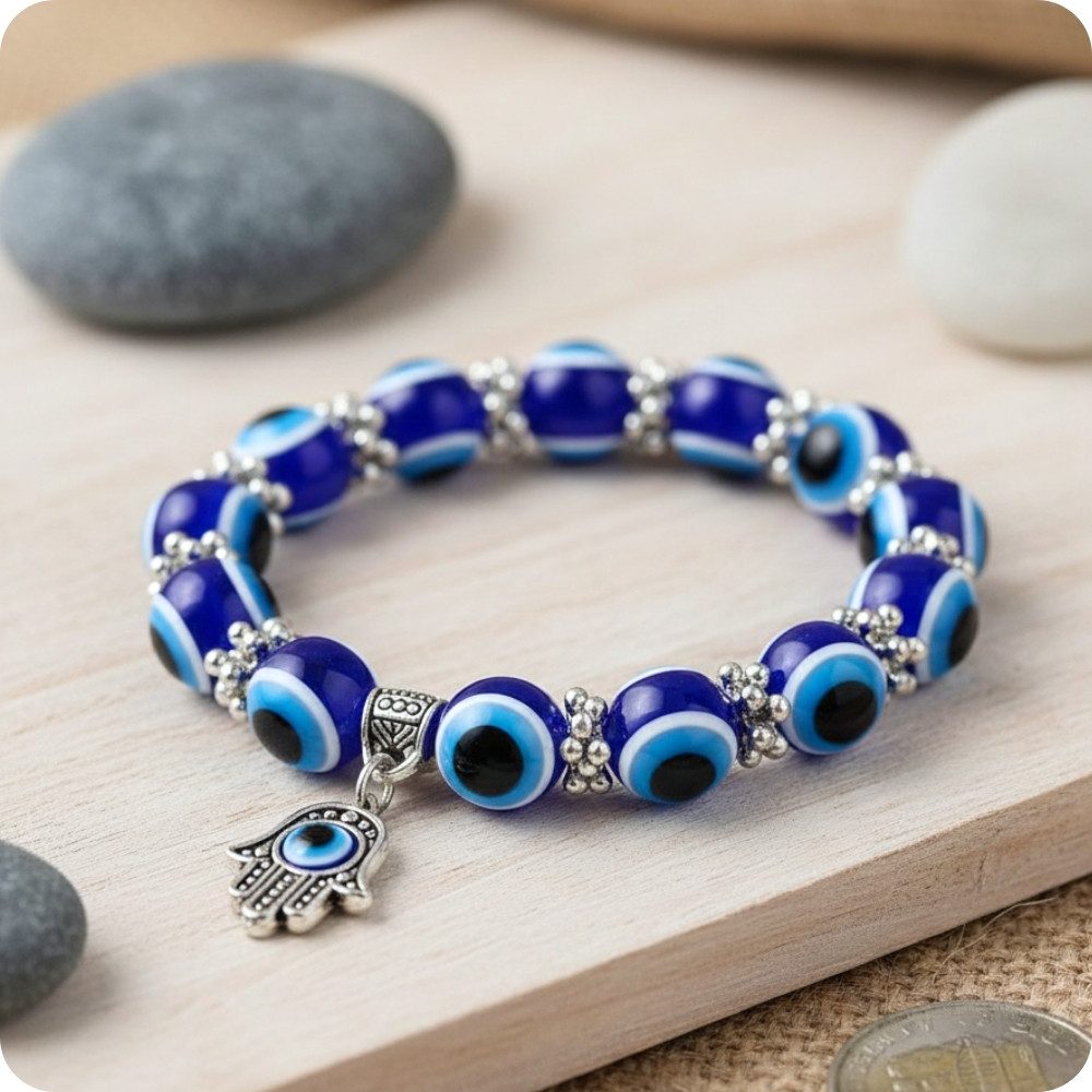 YouBella Charm-Armband Evil Eye Armband Silberfarben Kristall verstellbar, Nickel- & bleifrei, Hautfreundlich, Verstellbar